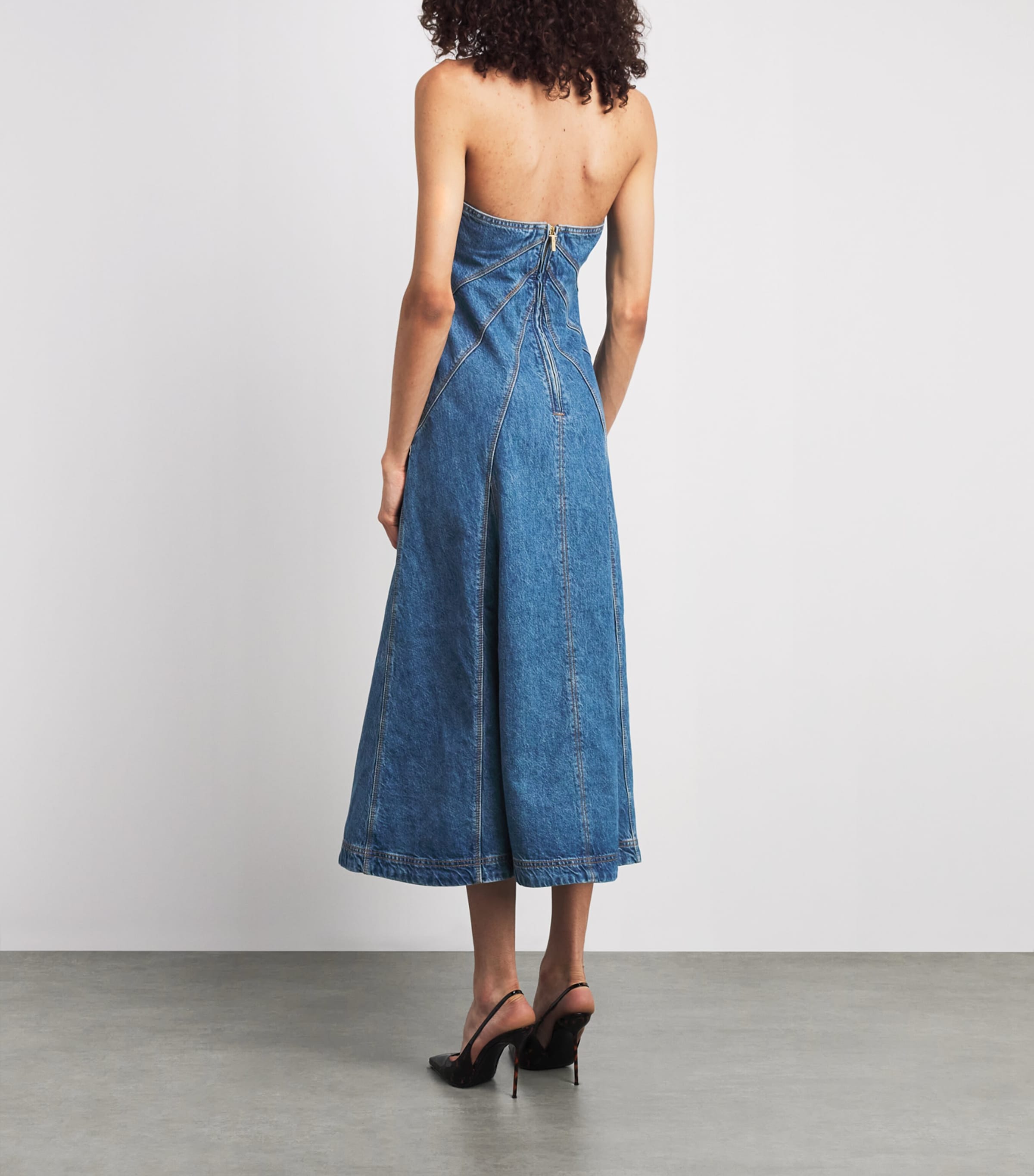 Cult Gaia Womens Denim Rowyn Midi Dress Wsh Blue Image 4