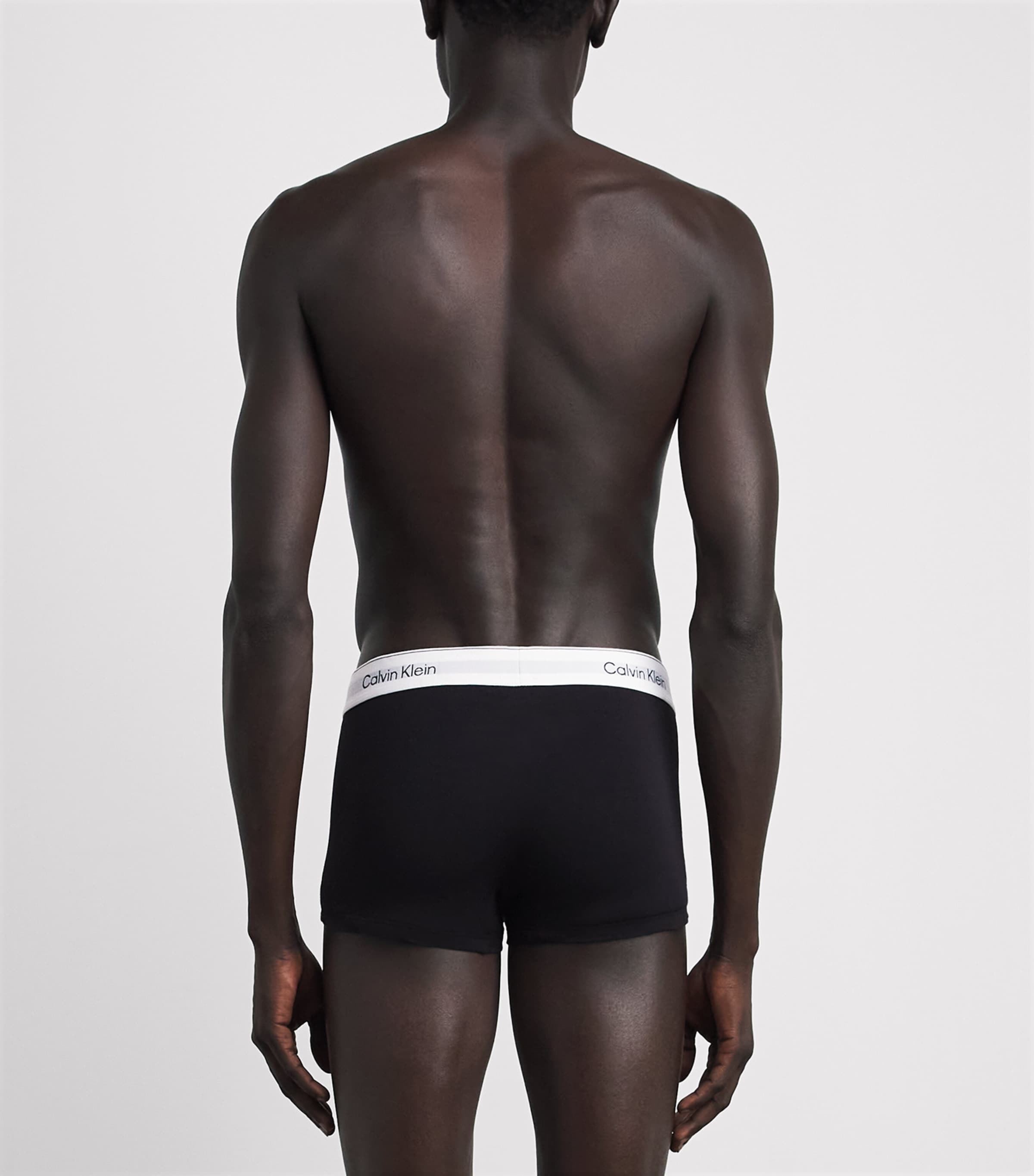 Calvin Klein Mens Stretch-Cotton Icon Trunks (Pack of 5) Black W/white W Image 3