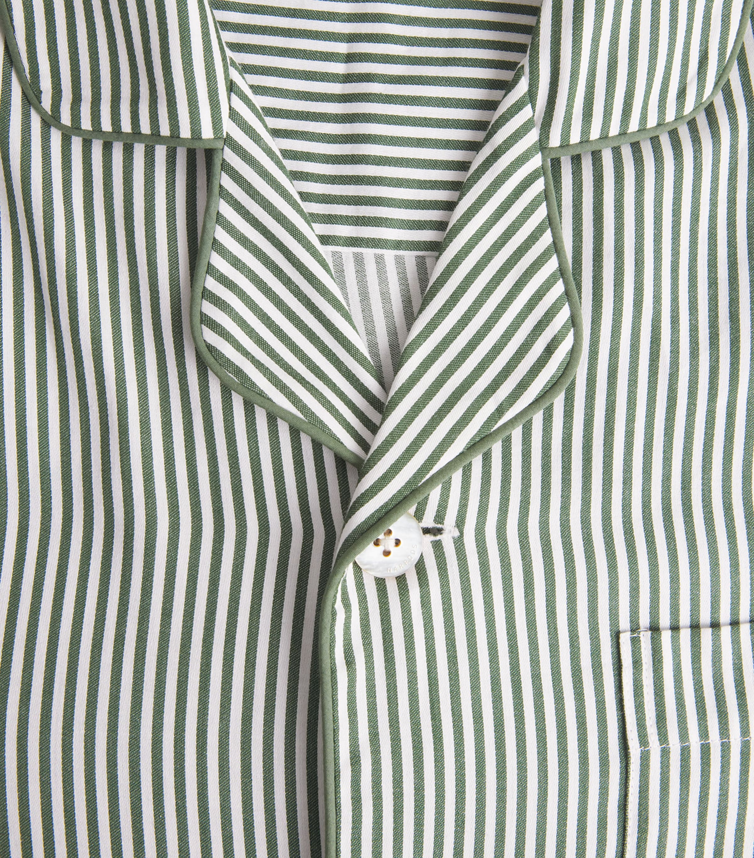Harrods Mens Cotton Stripe Pyjama Shirt Green Image 6