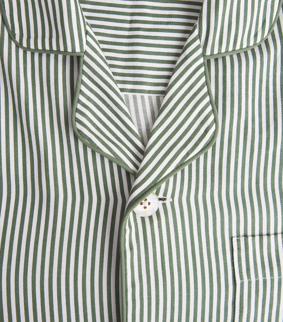 Harrods Mens Cotton Stripe Pyjama Shirt Green Image 6