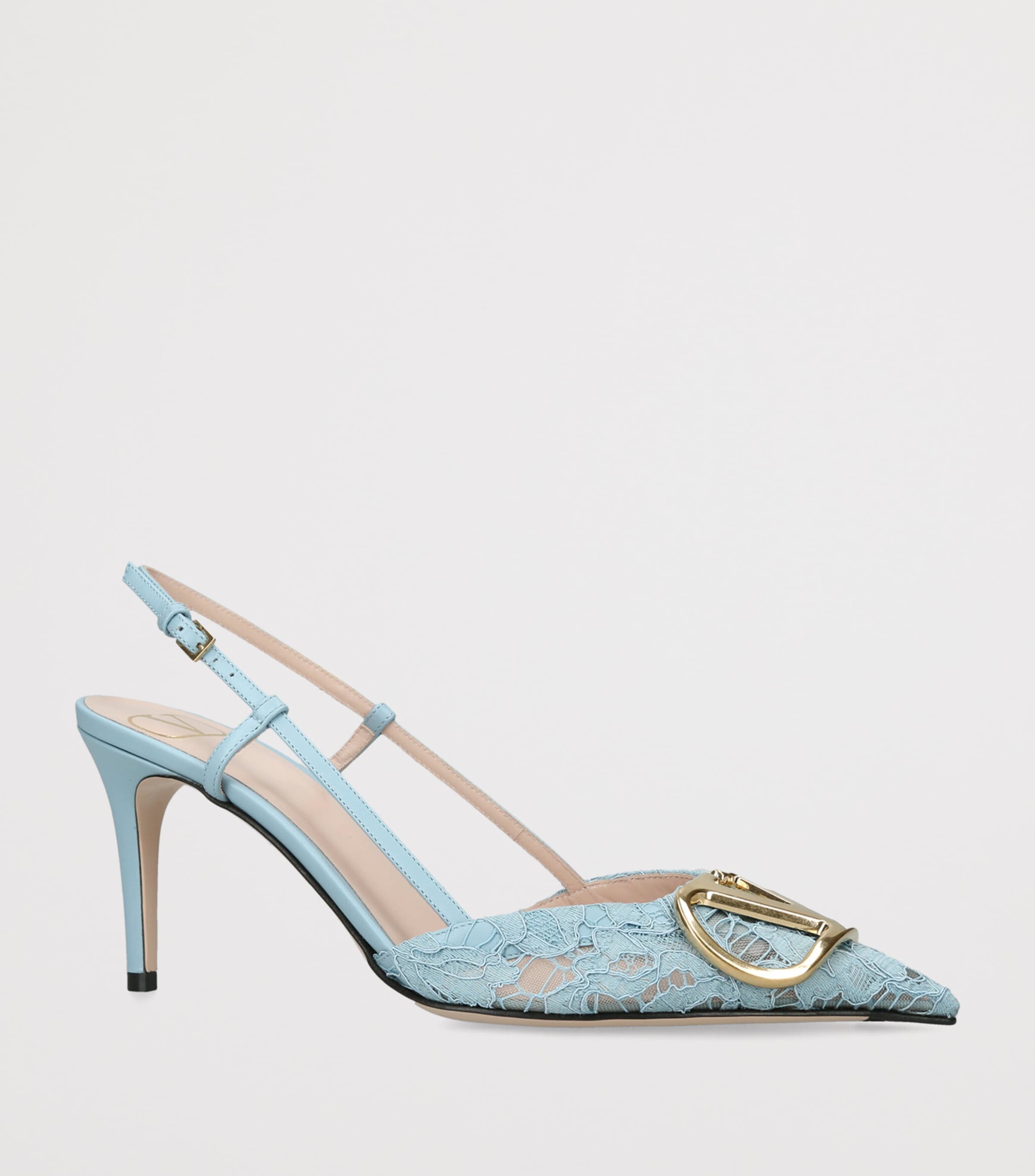 Valentino Garavani Lace VLogo Slingback Pumps 80 Pale Blue Image 2