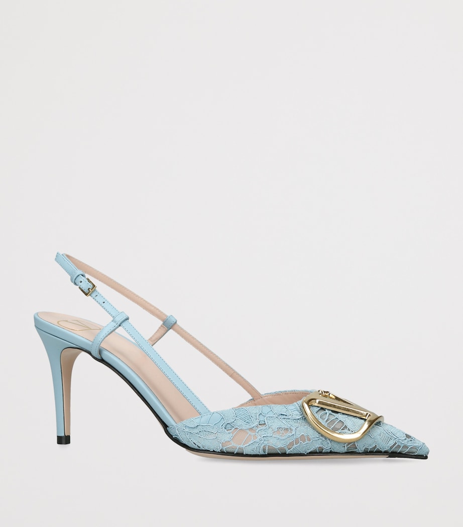 Valentino Garavani Lace VLogo Slingback Pumps 80 Pale Blue Image 2