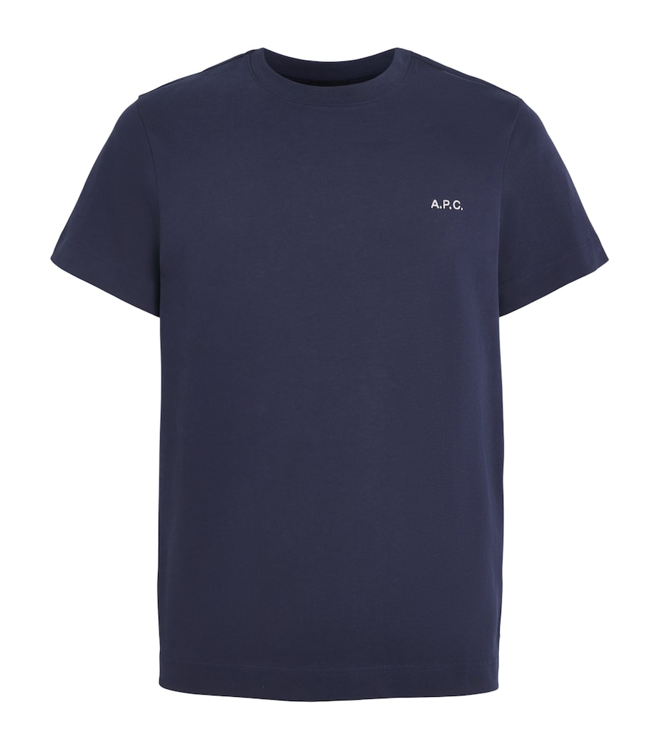 A.P.C. Mens Cotton Logo Oliver T-Shirt Iah Dark Blue Image 1