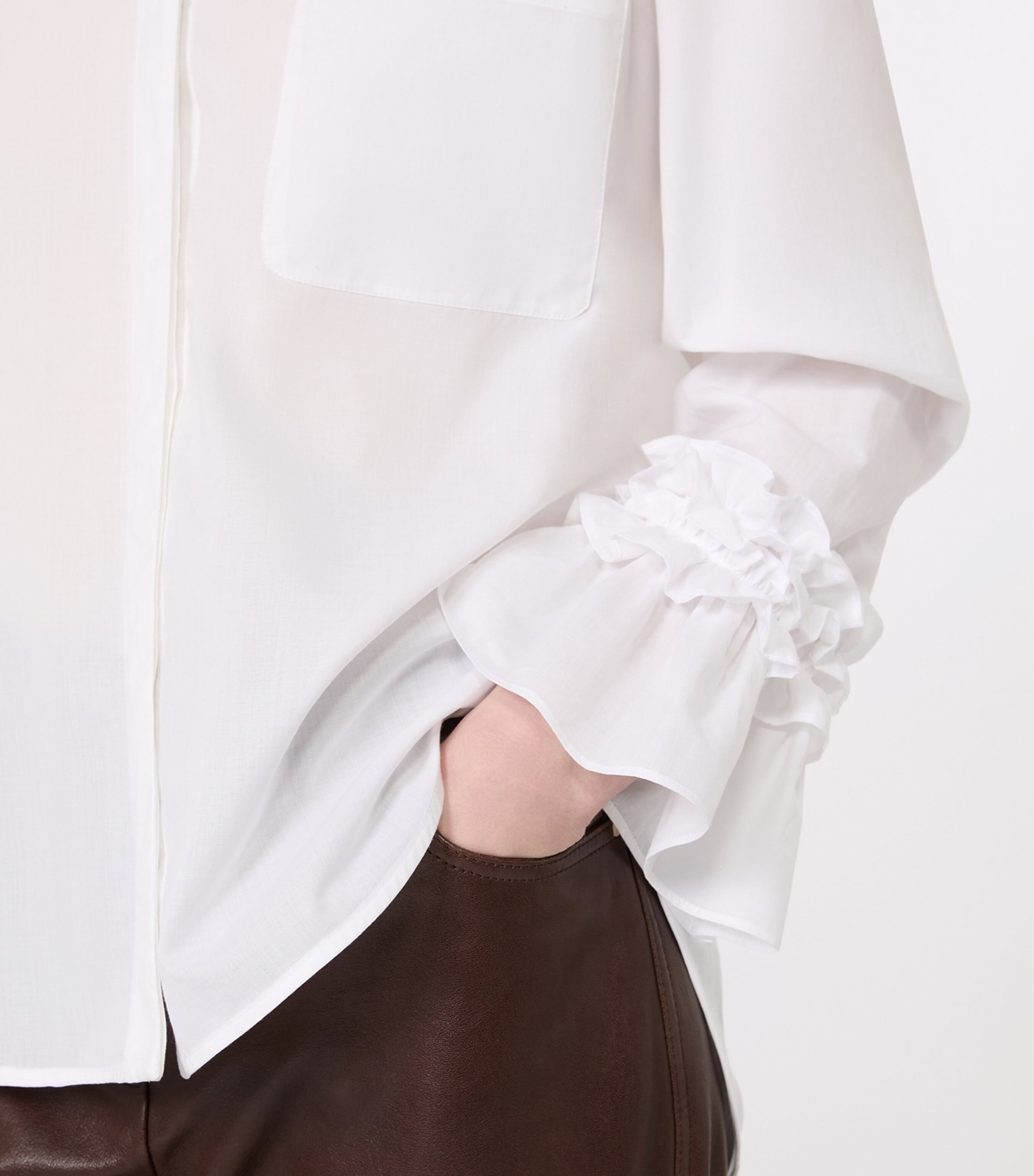Max Mara Womens Ruffle-Trim Shirt White Image 5