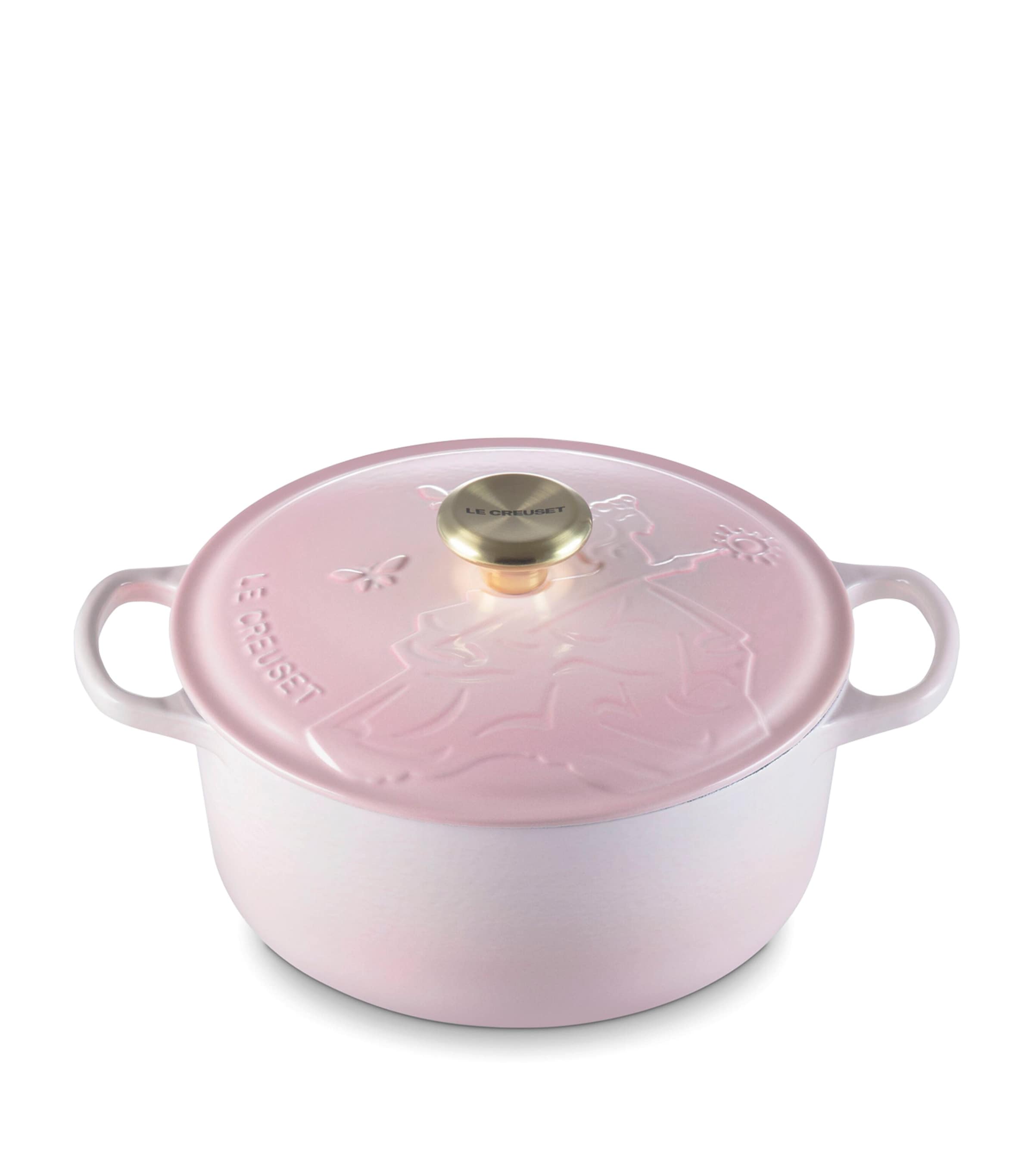 Cast Iron Glinda Embossed Casserole Dish (24cm) PINK Image 1