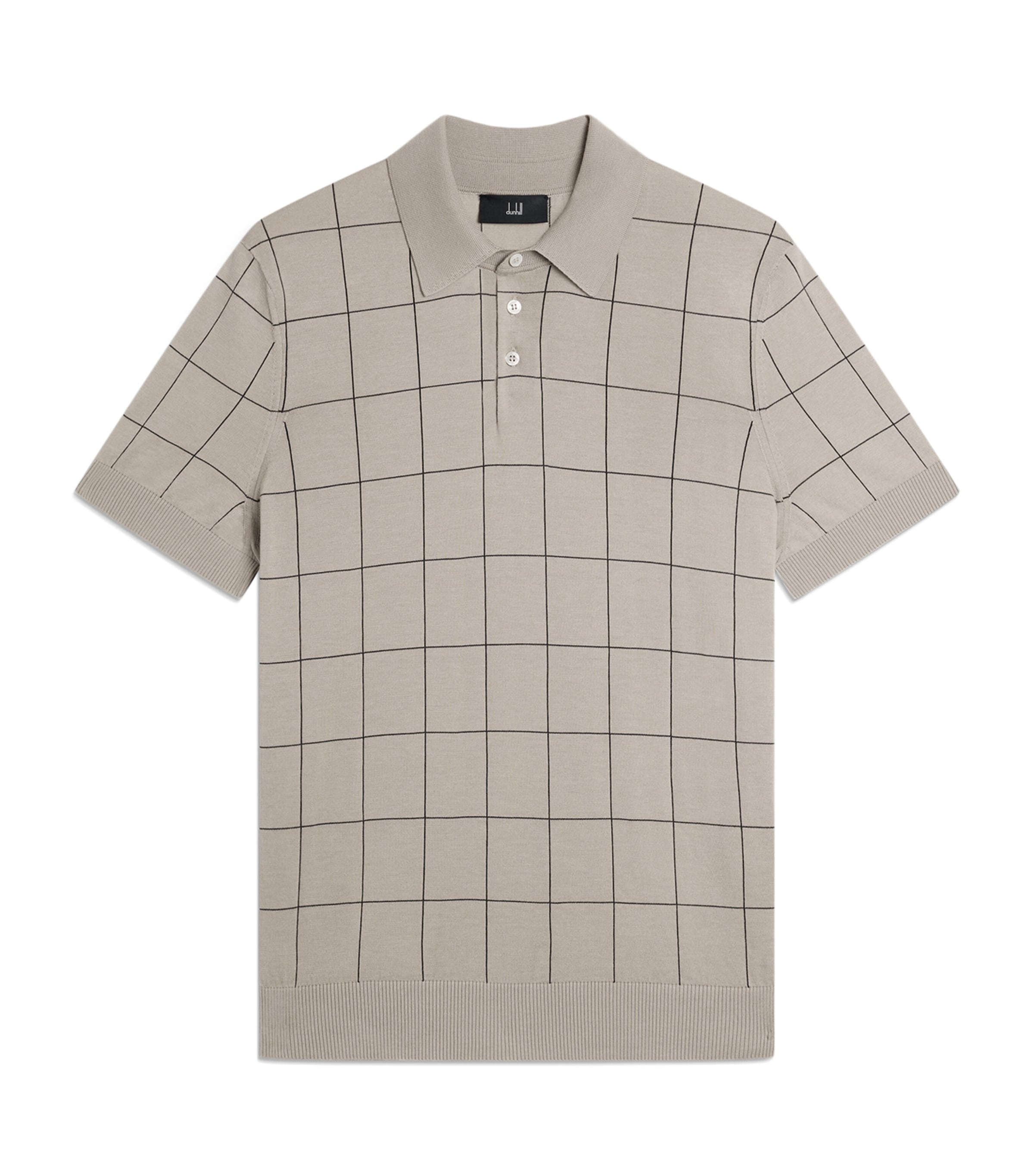 Dunhill Mens Cotton-Mulberry Silk Polo Shirt Sand Image 1