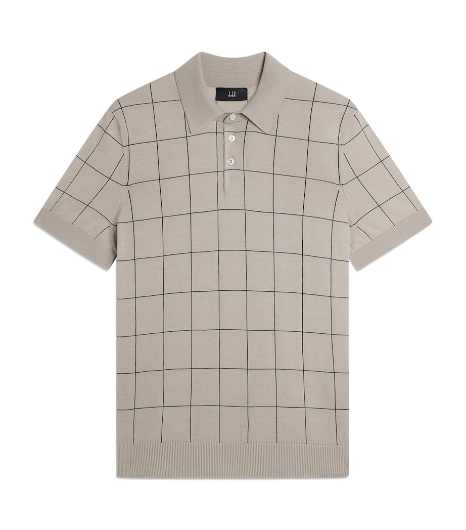 Dunhill Mens Cotton-Mulberry Silk Polo Shirt Sand Image 1