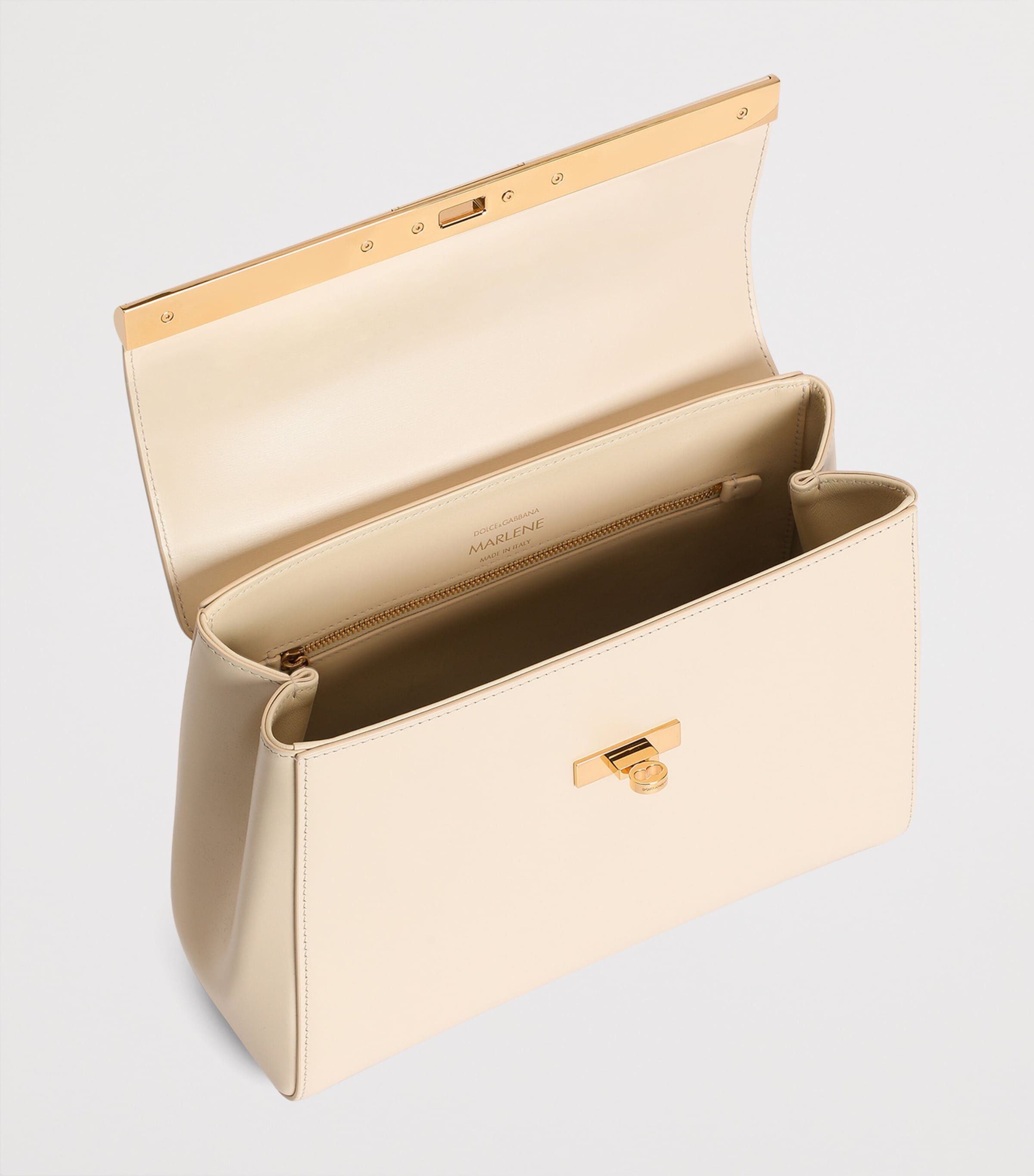 Dolce&Gabbana Palmellato Leather Marlene Top-Handle Bag Burro Image 5