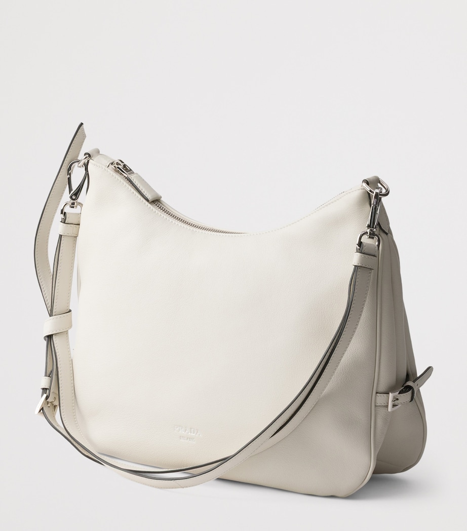 Prada Large Leather Fold Shoulder Bag White Image 7