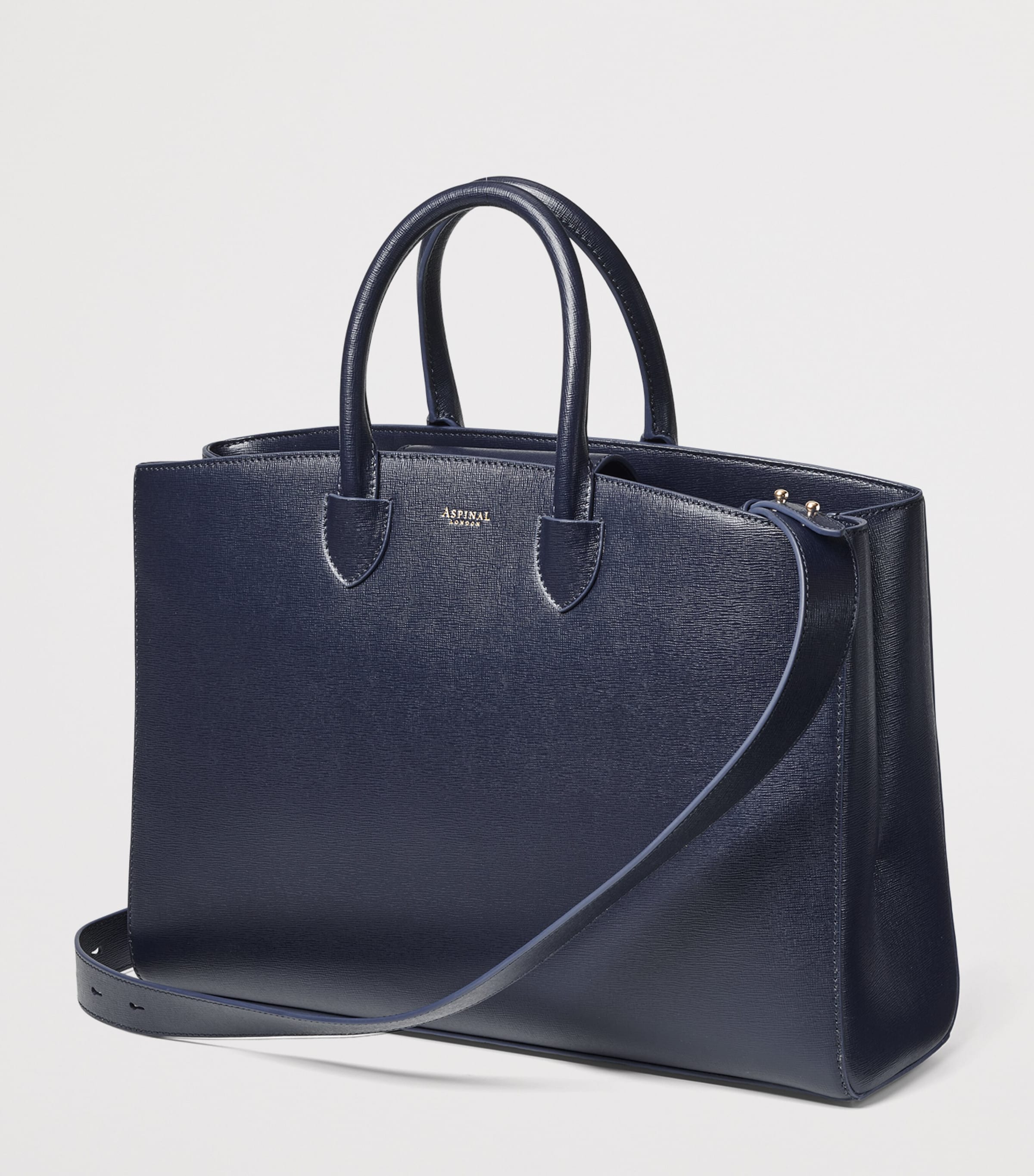 Aspinal Of London Leather Madison Tote Bag Navy Image 3