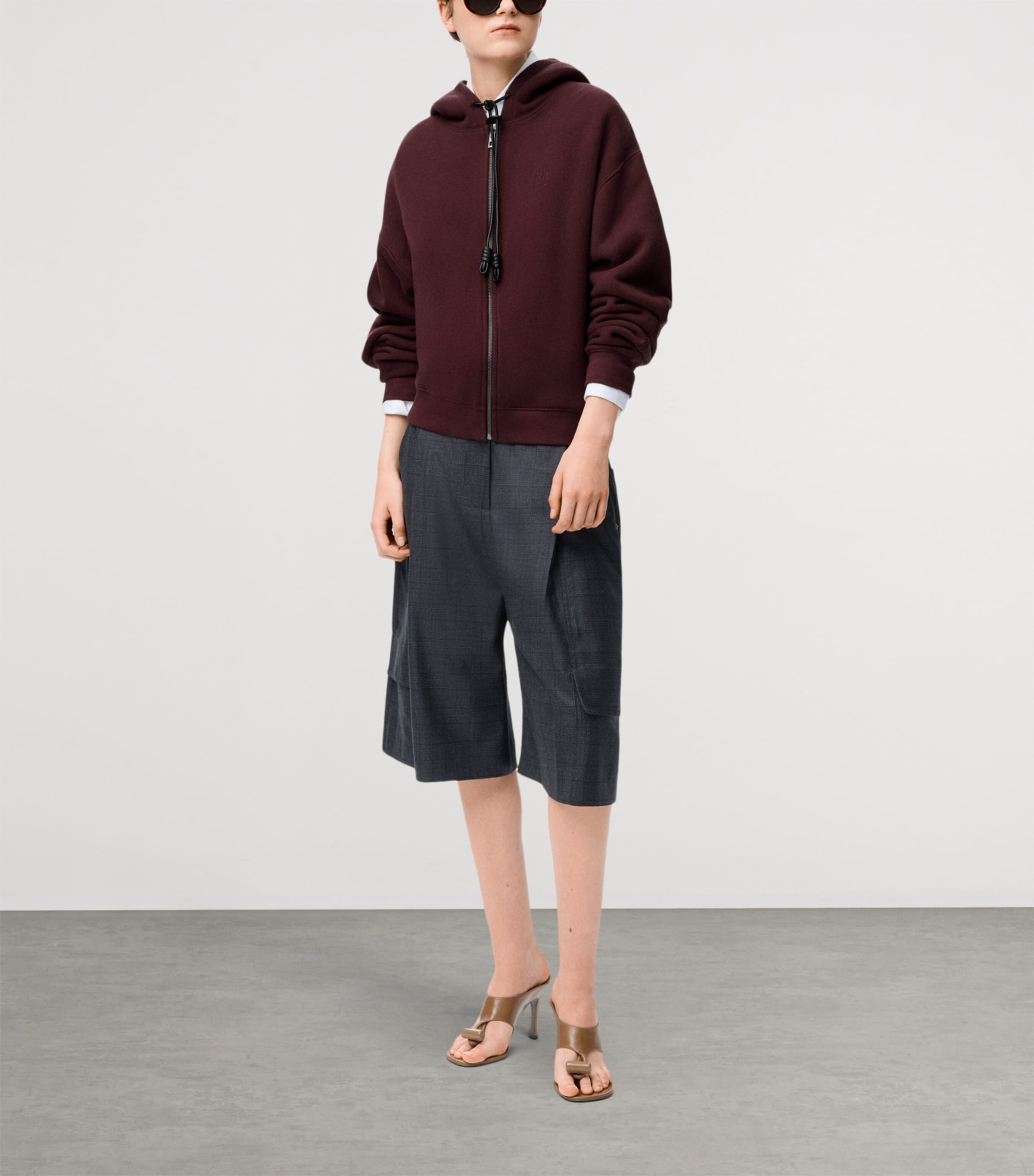 Cotton-Cashmere Flamenco Zip-Up Hoodie DARK BURGUNDY Image 2