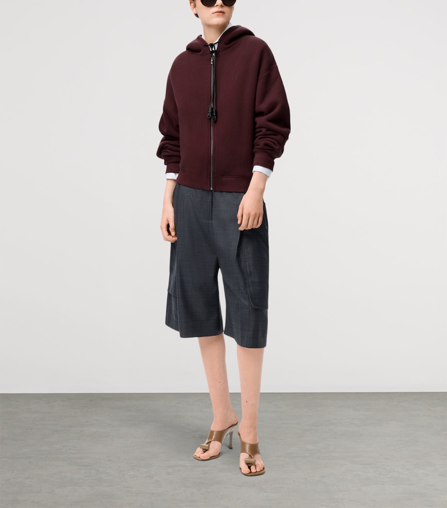 Cotton-Cashmere Flamenco Zip-Up Hoodie DARK BURGUNDY Image 2