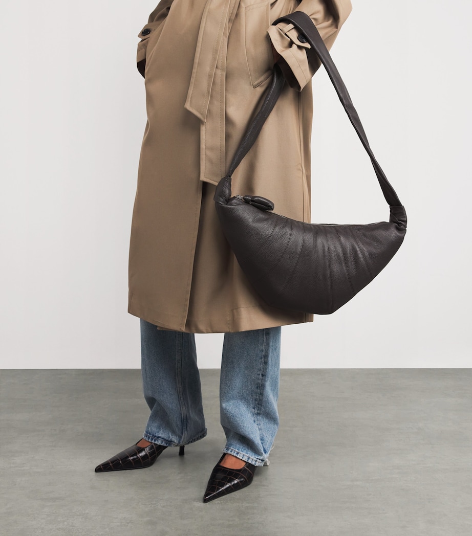 Medium Grained Leather Croissant Shoulder Bag BR490 DARK CHOCOLATE Image 2