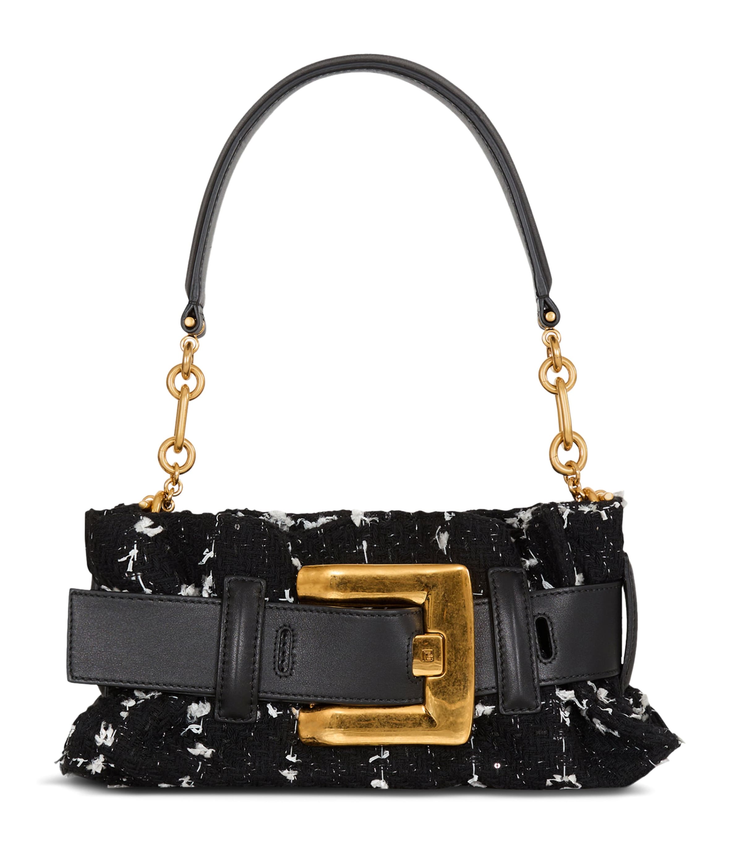 Balmain Mini Tweed Anthem Shoulder Bag Eab Noir/blanc Image 1