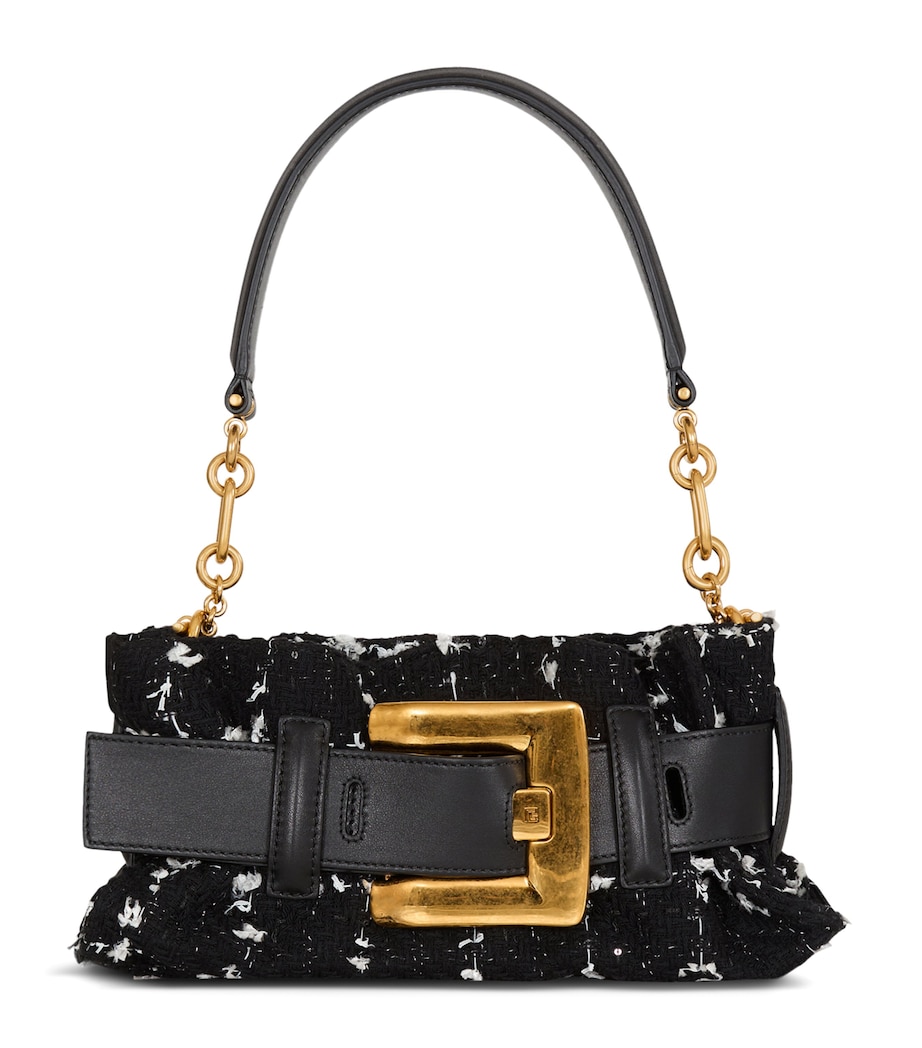 Balmain Mini Tweed Anthem Shoulder Bag Eab Noir/blanc Image 1