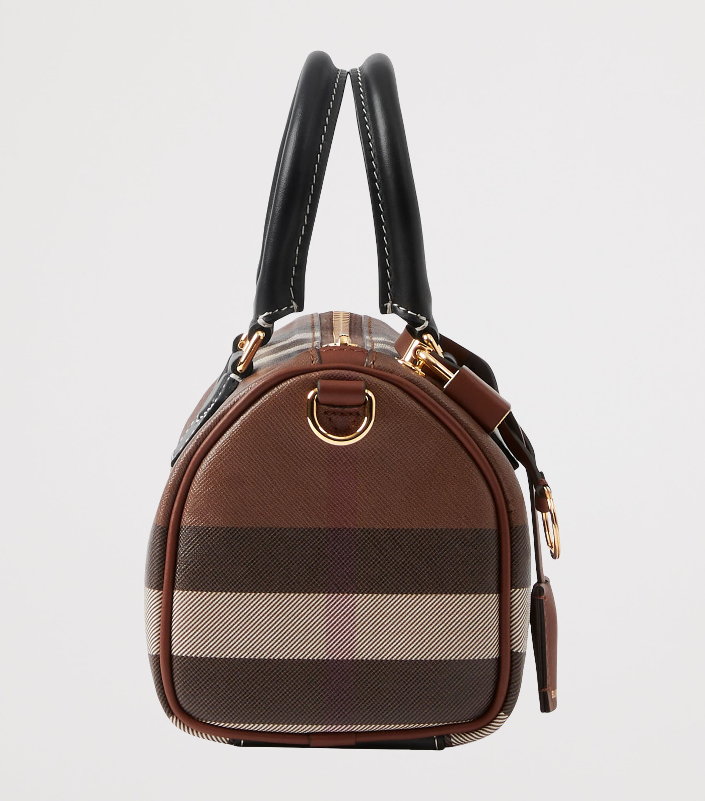 Burberry Mini Check Bowling Bag Dark Birch Brown Chk Image 2