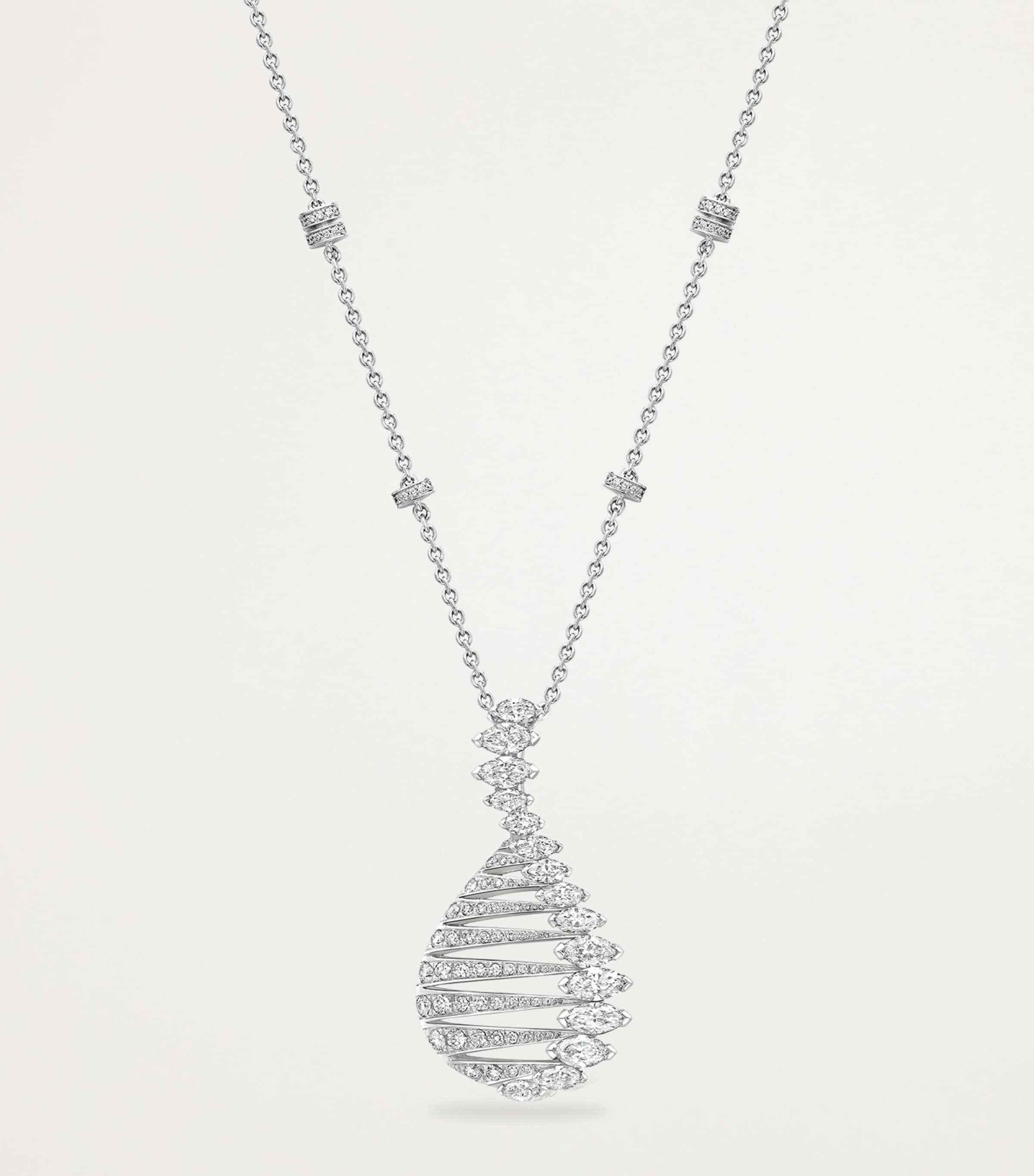 Platinum and Diamond Play of Light Pendant Necklace PLATINUM Image 3