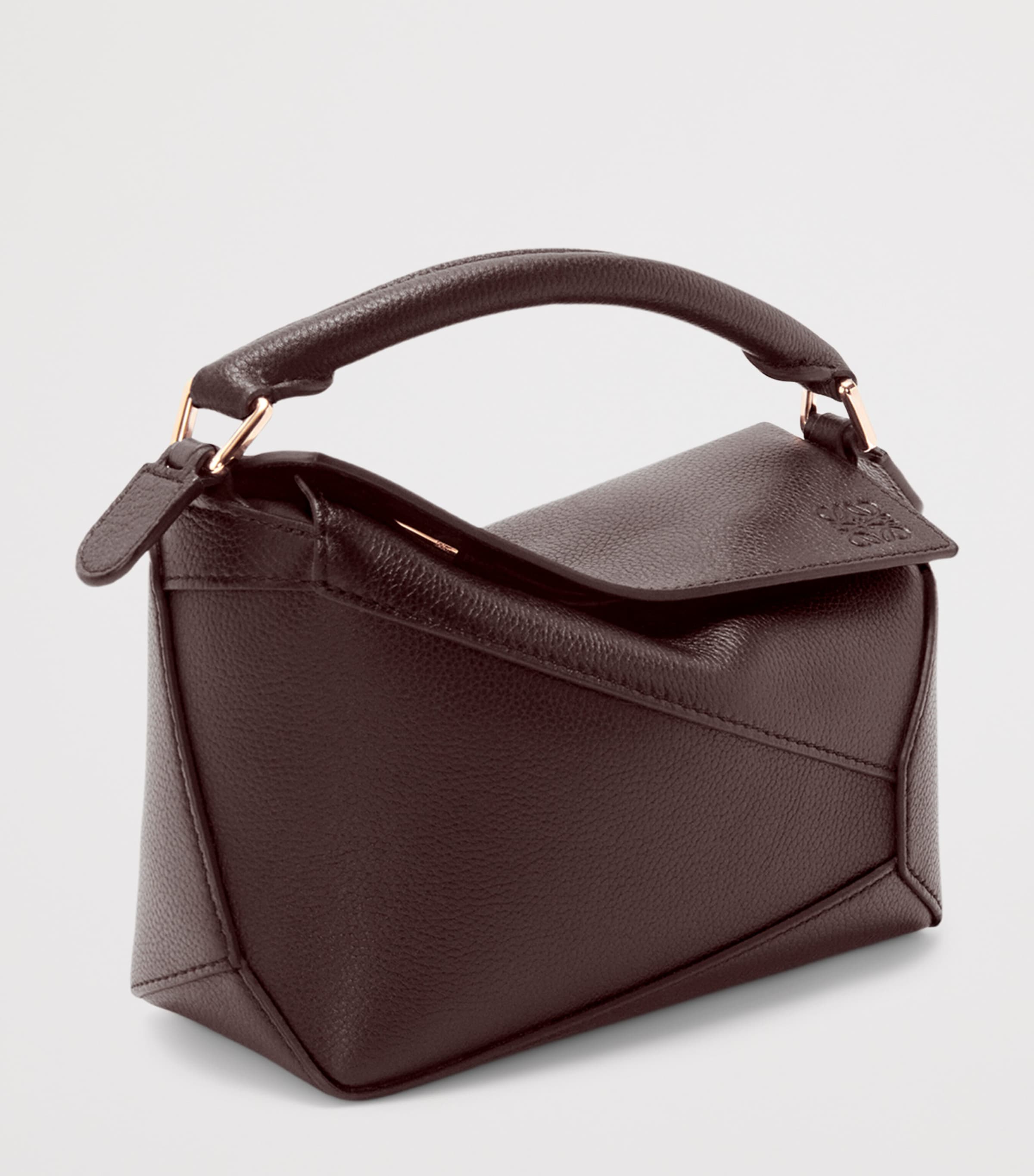 LOEWE Mini Leather Puzzle Top-Handle Bag Dark Chestnut Image 3