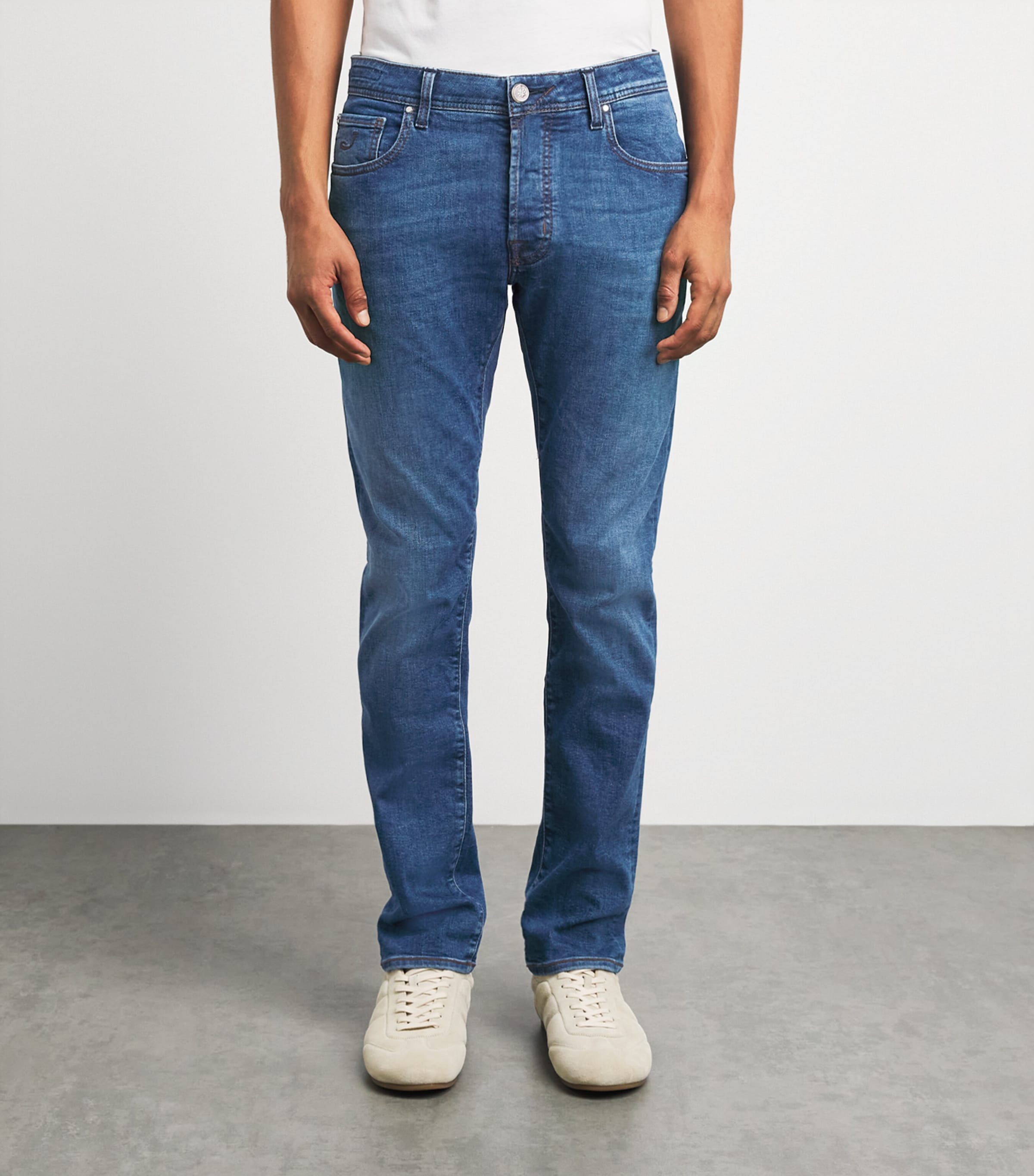 Jacob Cohën Mens Limited Edition Pony Hair-Patch Bard Tapered Jeans Medium Blue Image 4