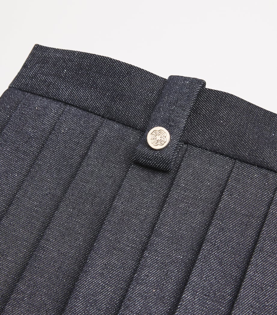 Denim Pleated Skort BLACK Image 5
