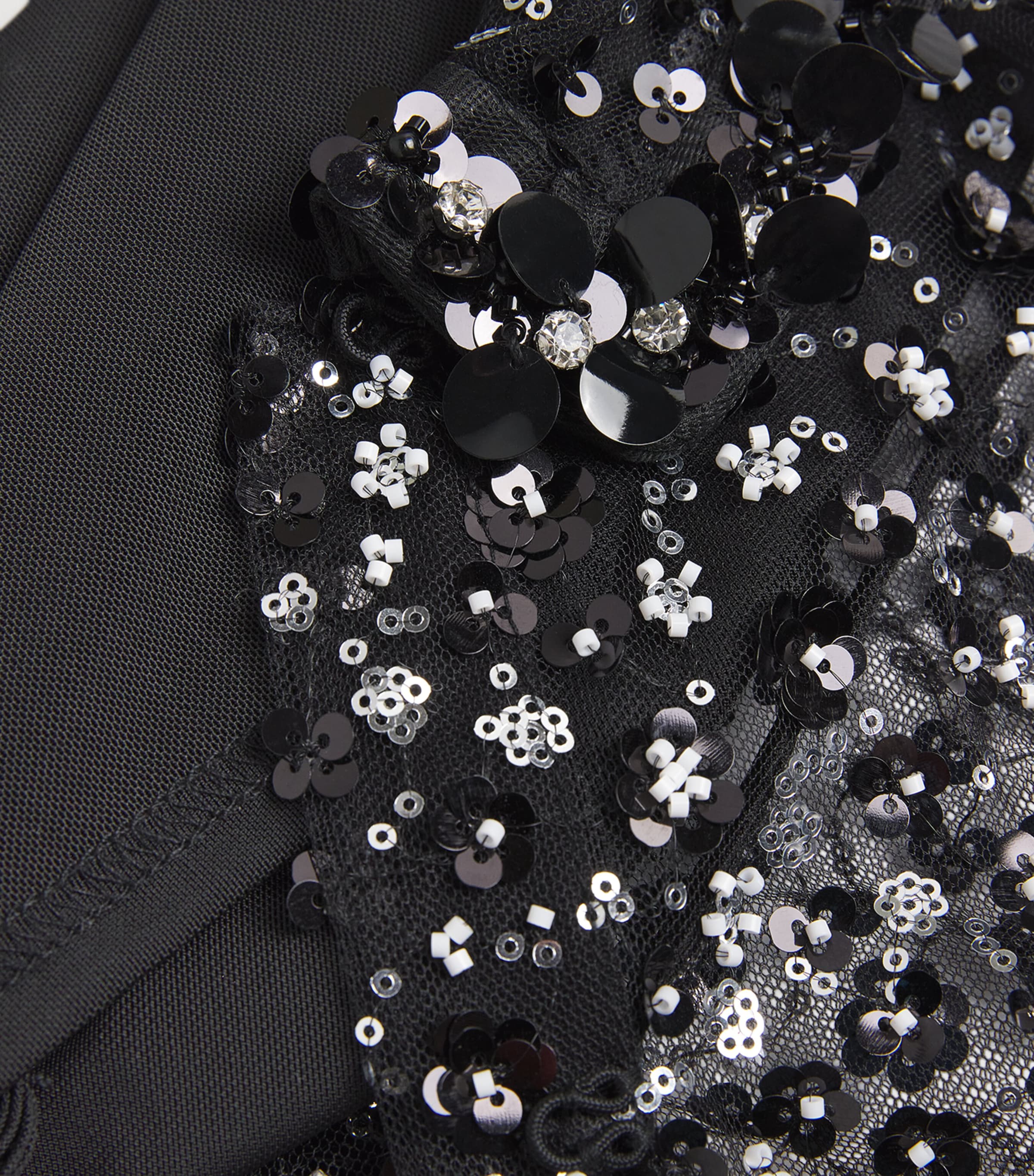 Sheer Rhinestone Polo Top BLACK Image 5