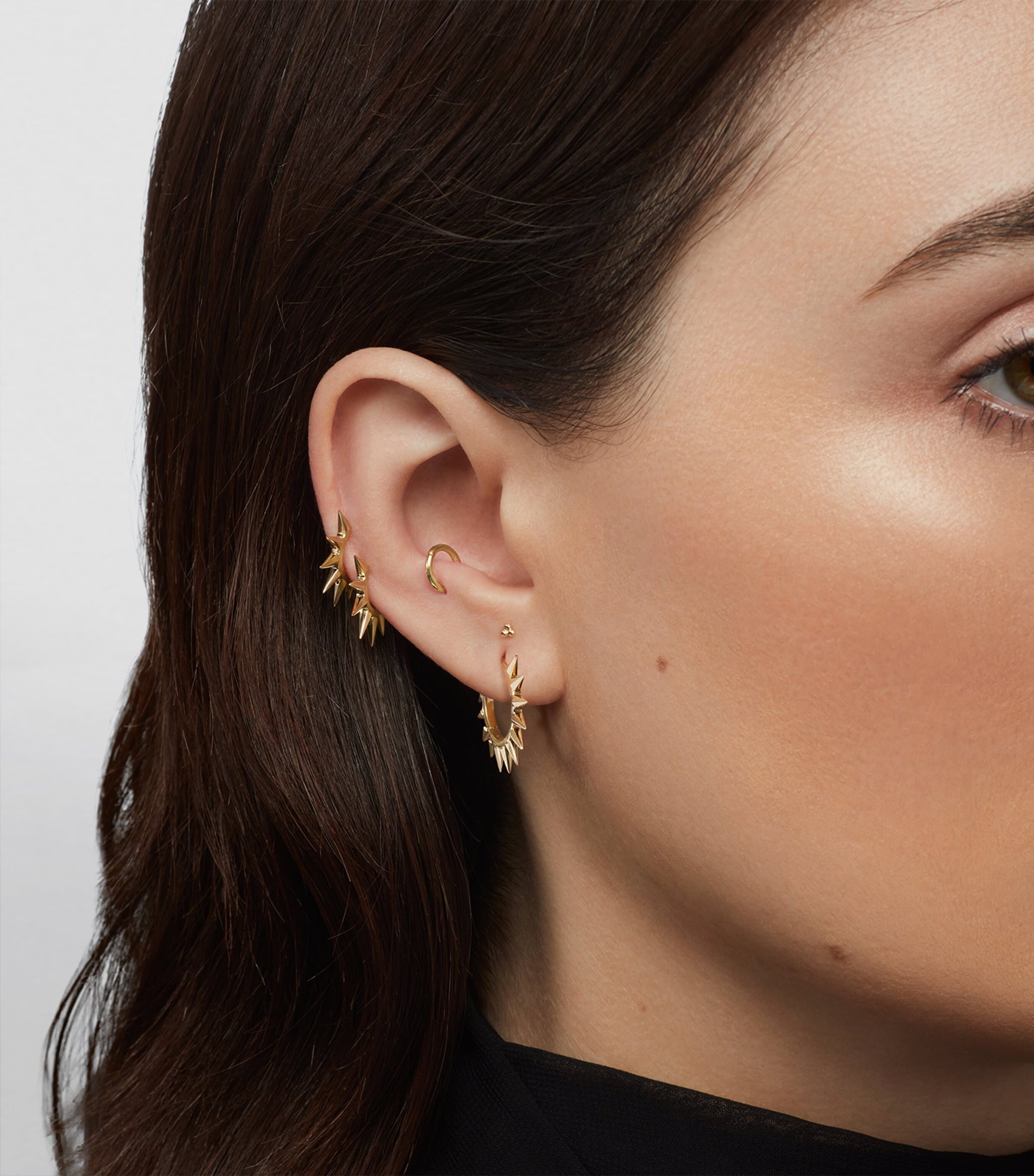 Yellow Gold Metal Mohawk Hoop Earring (11mm) YELLOW GOLD Image 3