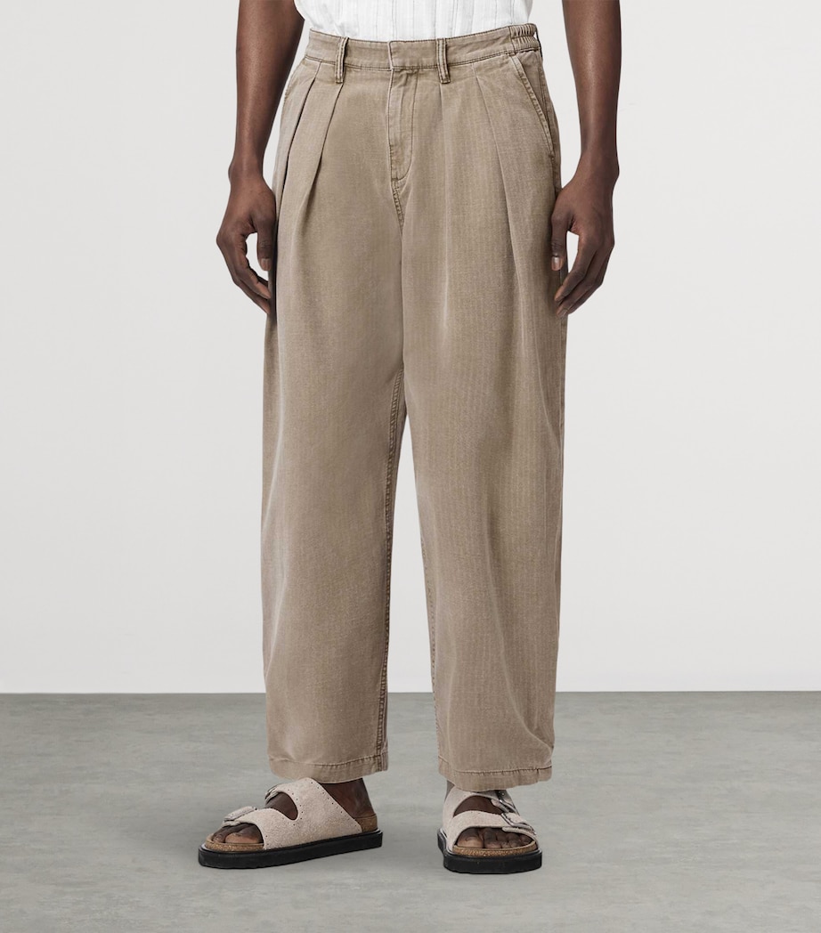 AllSaints Mens Organic Cotton Becco Trousers Stone Brown Image 3