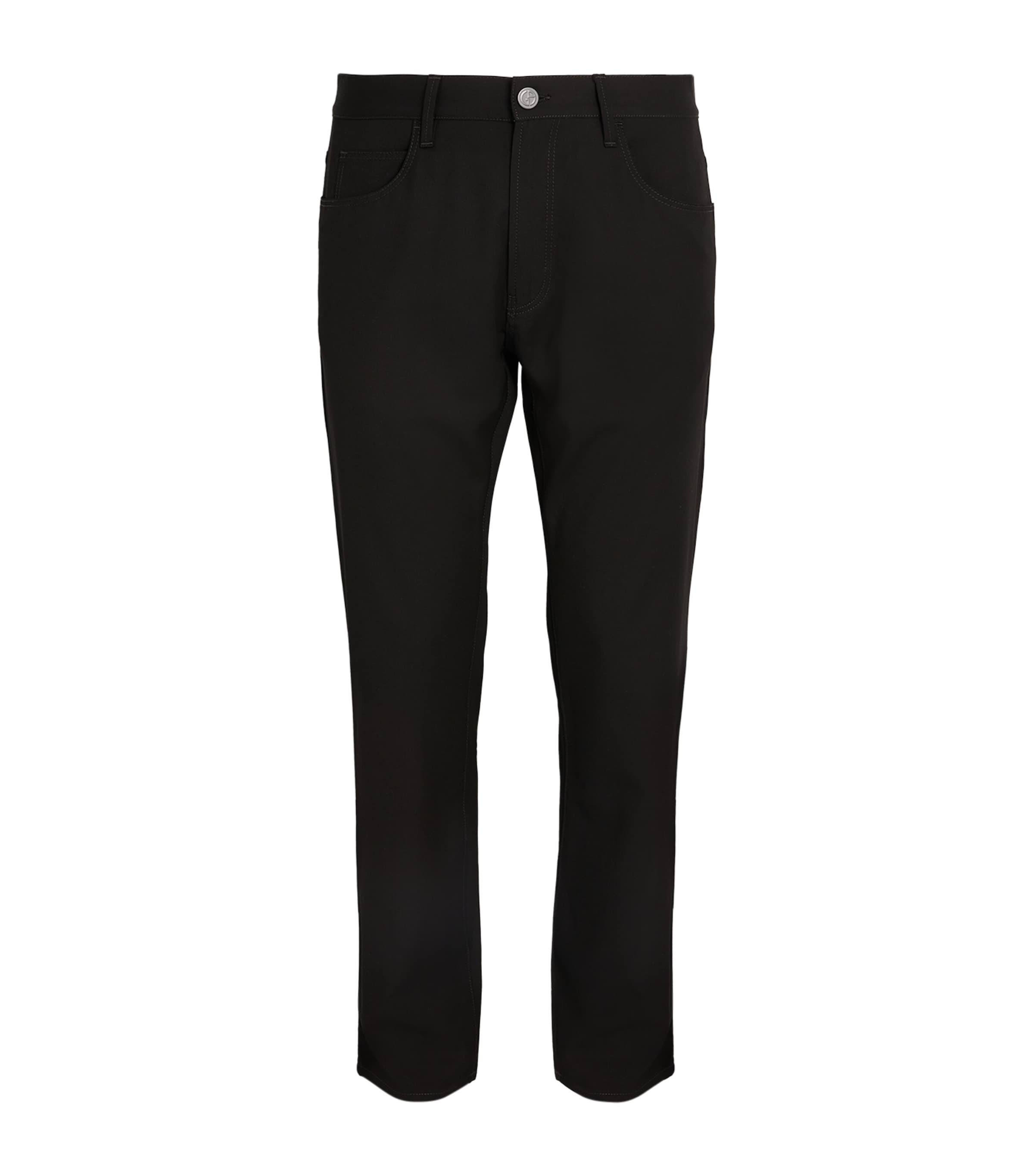 Shop Giorgio Armani Stretch-cotton Chinos In Black