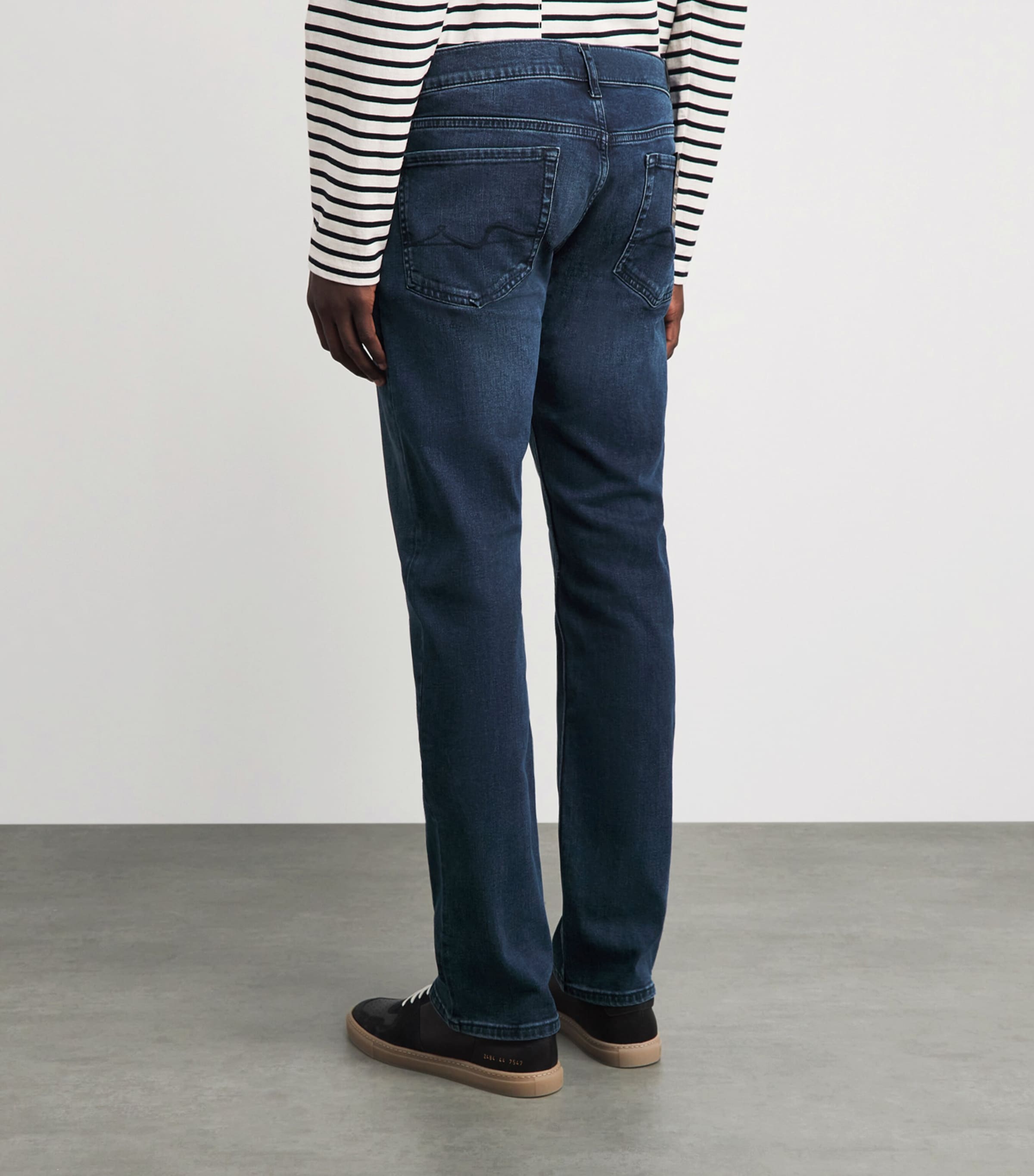 7 For All Mankind Mens Straight Luxe Dark-Wash Jeans Dark Blue Image 5