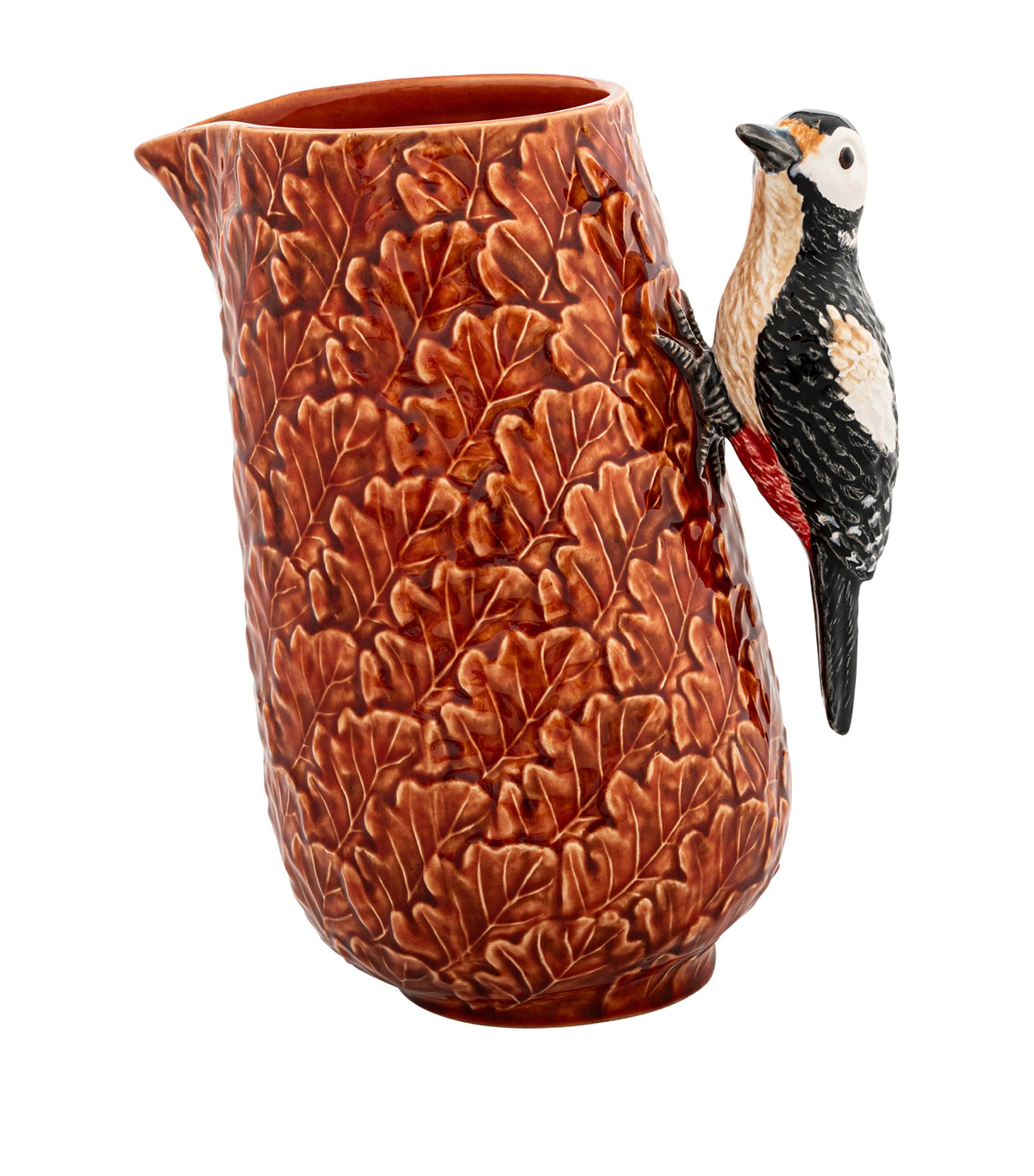 Bordallo Pinheiro Woodpecker Pitcher Jug In Brown