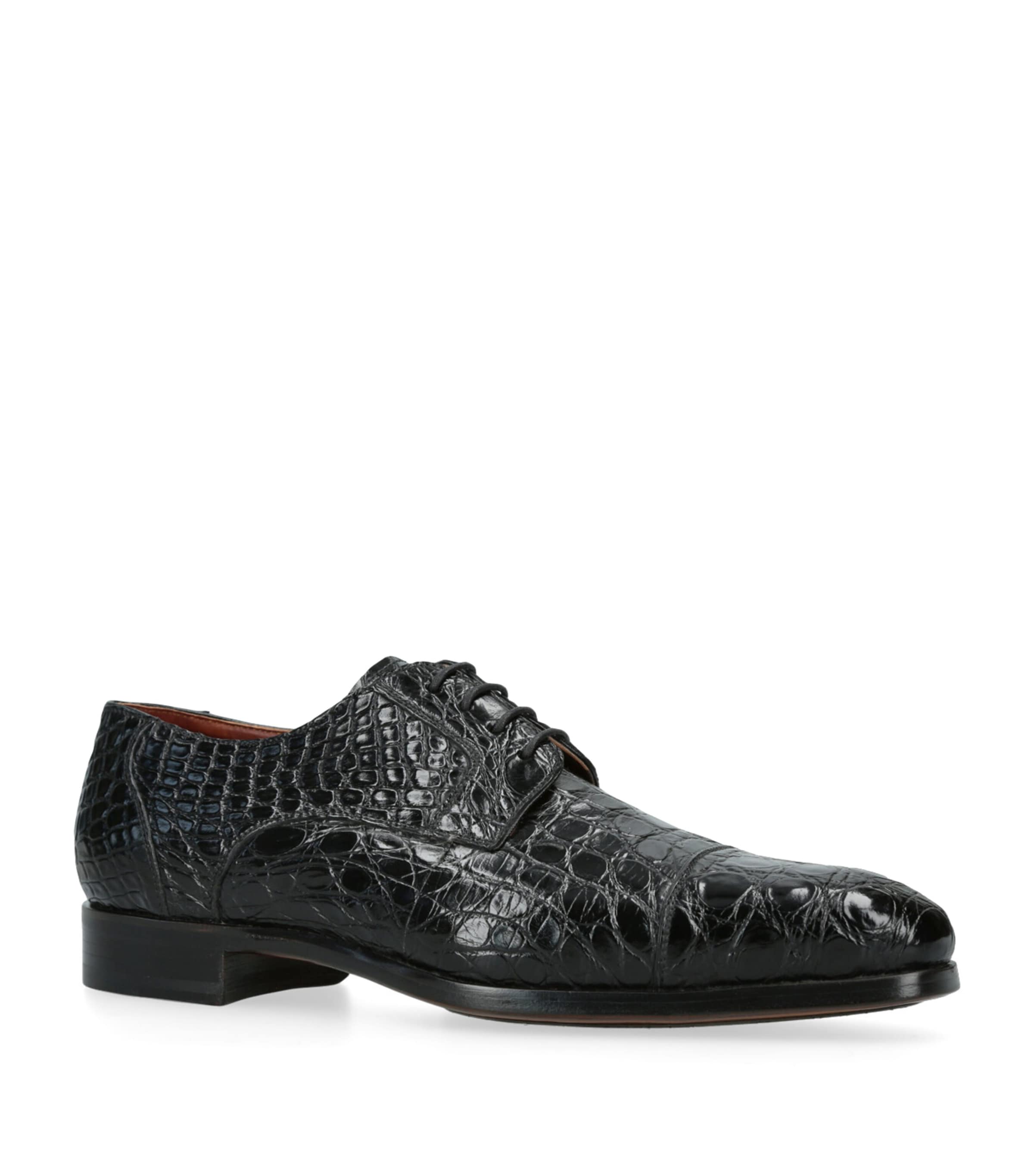 Magnanni Crocodile Leather Oxford Shoes Black Image 3
