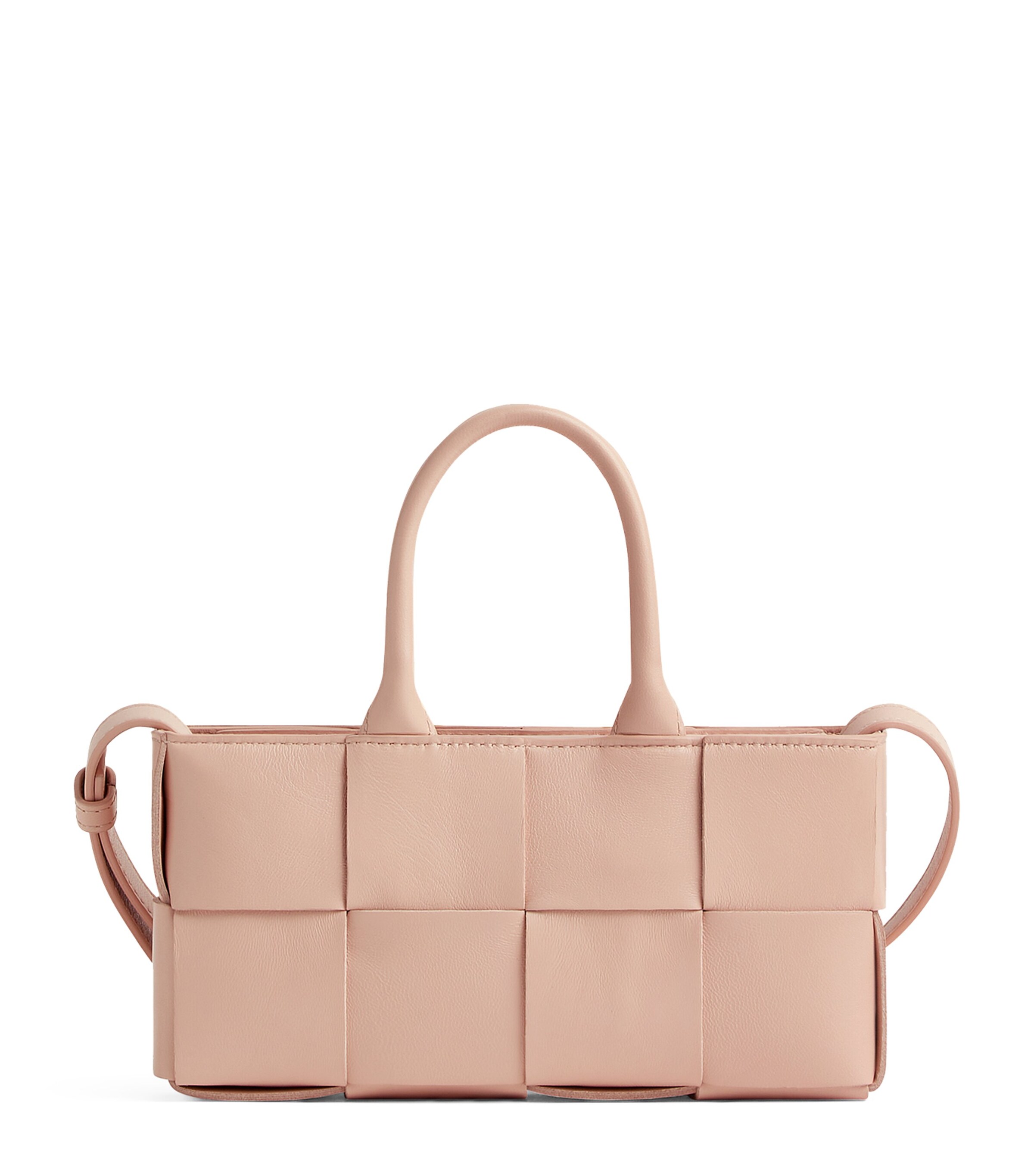 Bottega Veneta Mini East-west Arco Intrecciato Leather Tote Bag In Pink