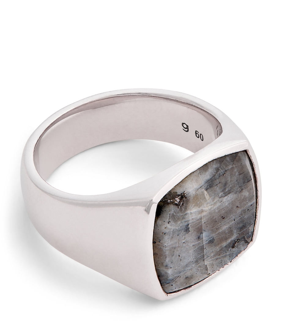 Tom Wood Sterling Silver Cushion Larvikite Ring Na Image 1