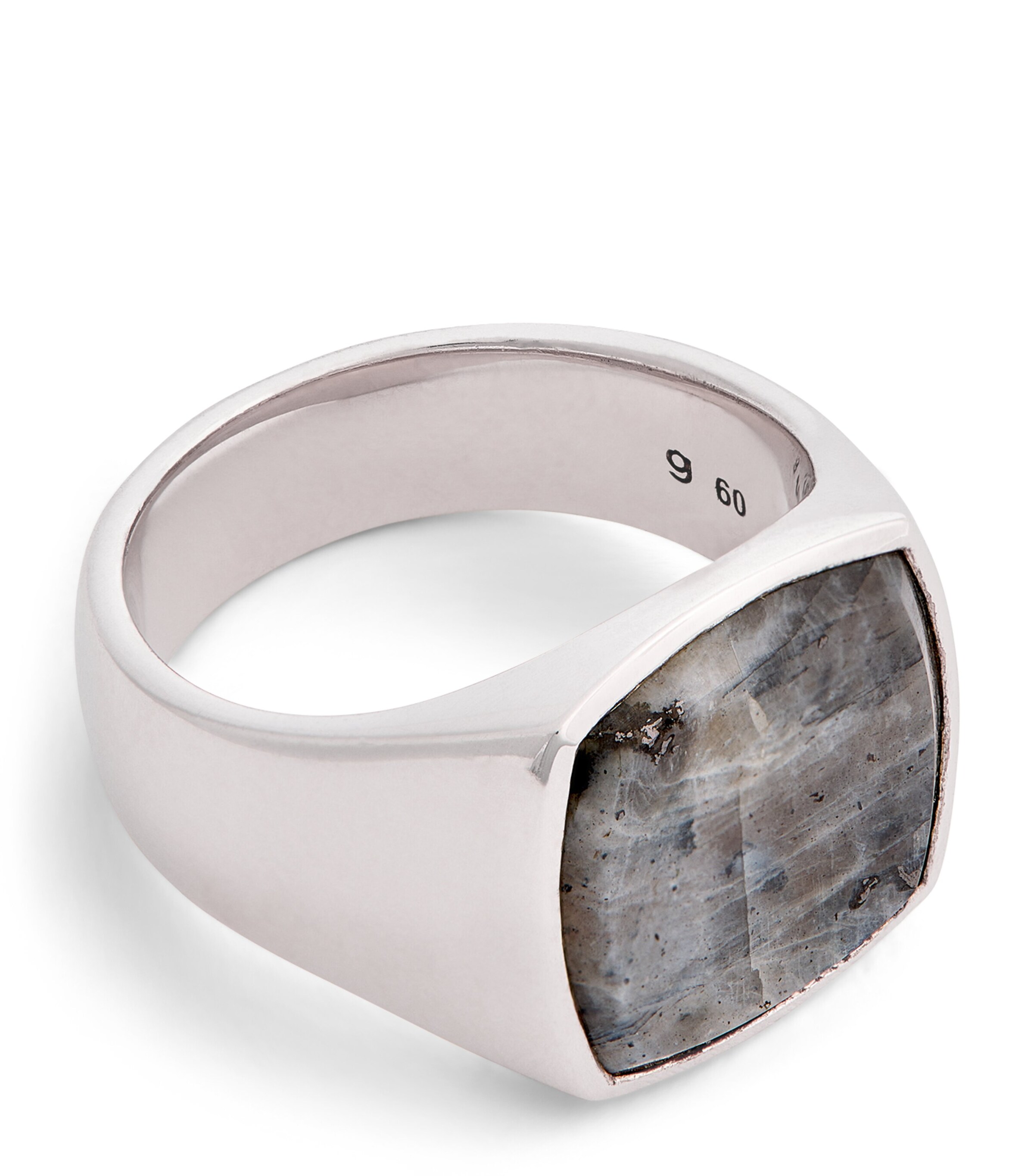 Tom Wood Sterling Silver Cushion Larvikite Ring | Harrods US