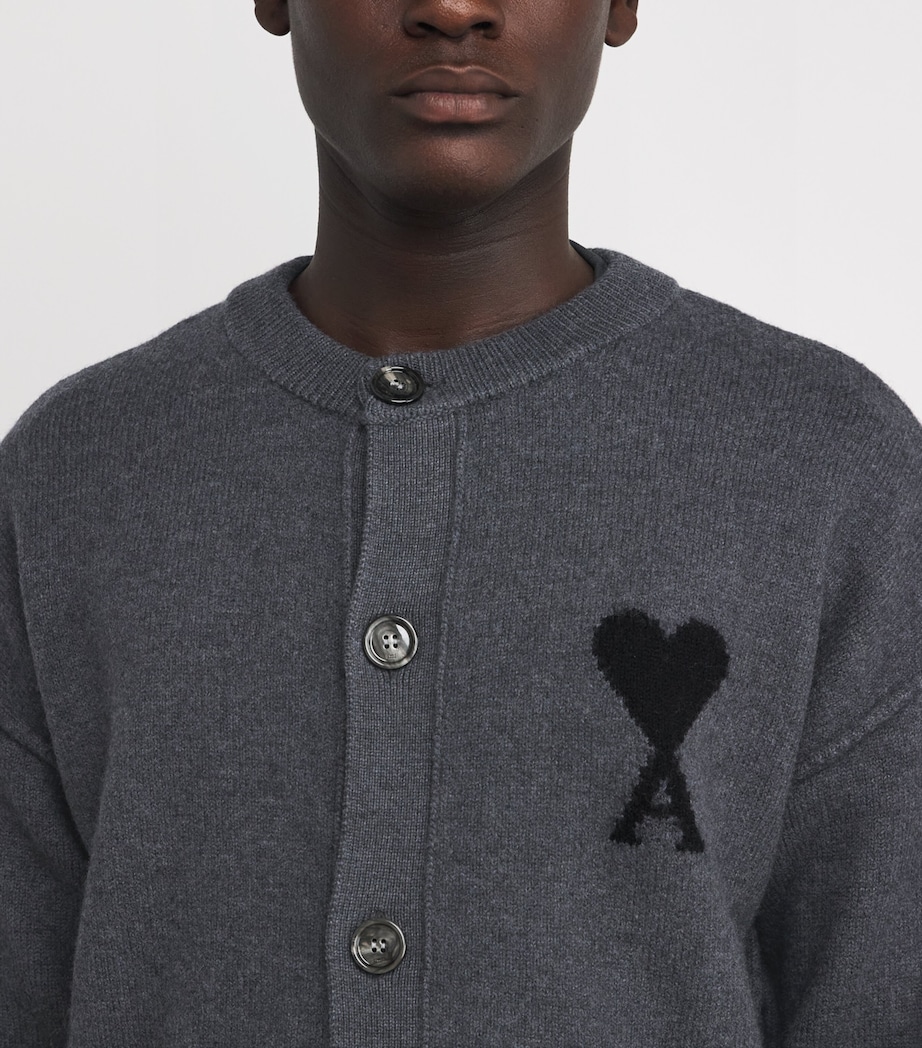 Virgin Wool Ami de Coeur Cardigan 0504 - GRIS CHINE/ NOIR Image 6
