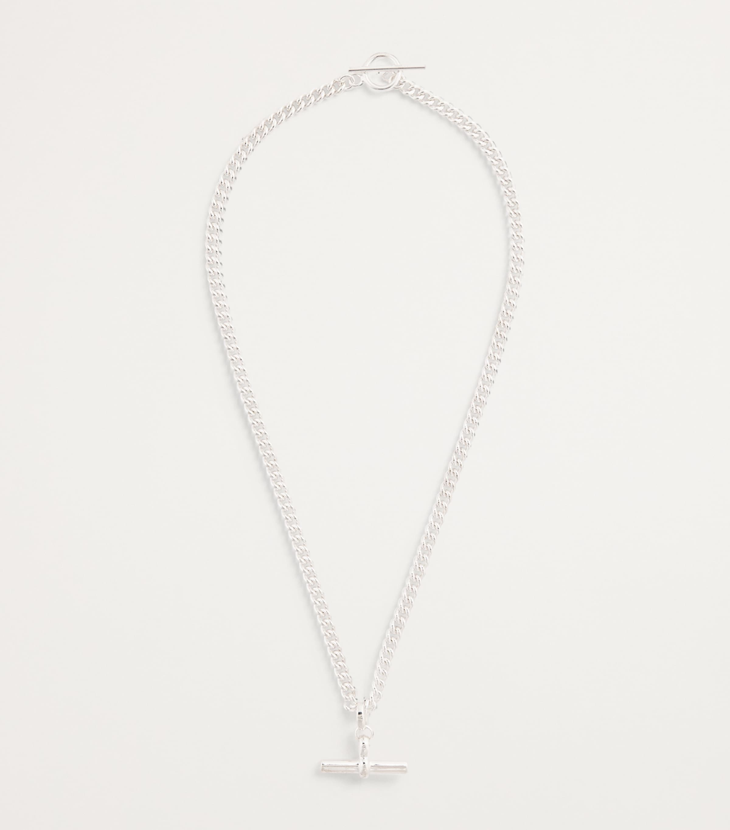 TILLY SVEAAS Sterling Silver T-Bar Curblink Chain Necklace Silver Image 3