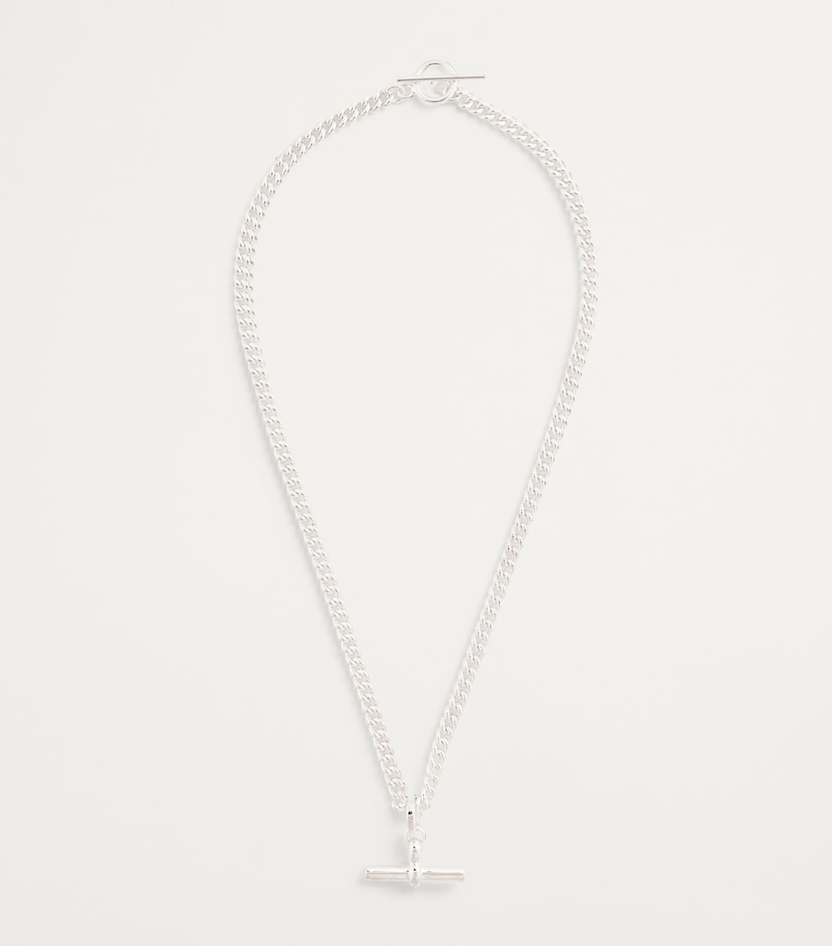 Sterling Silver T-Bar Curblink Chain Necklace SILVER Image 3