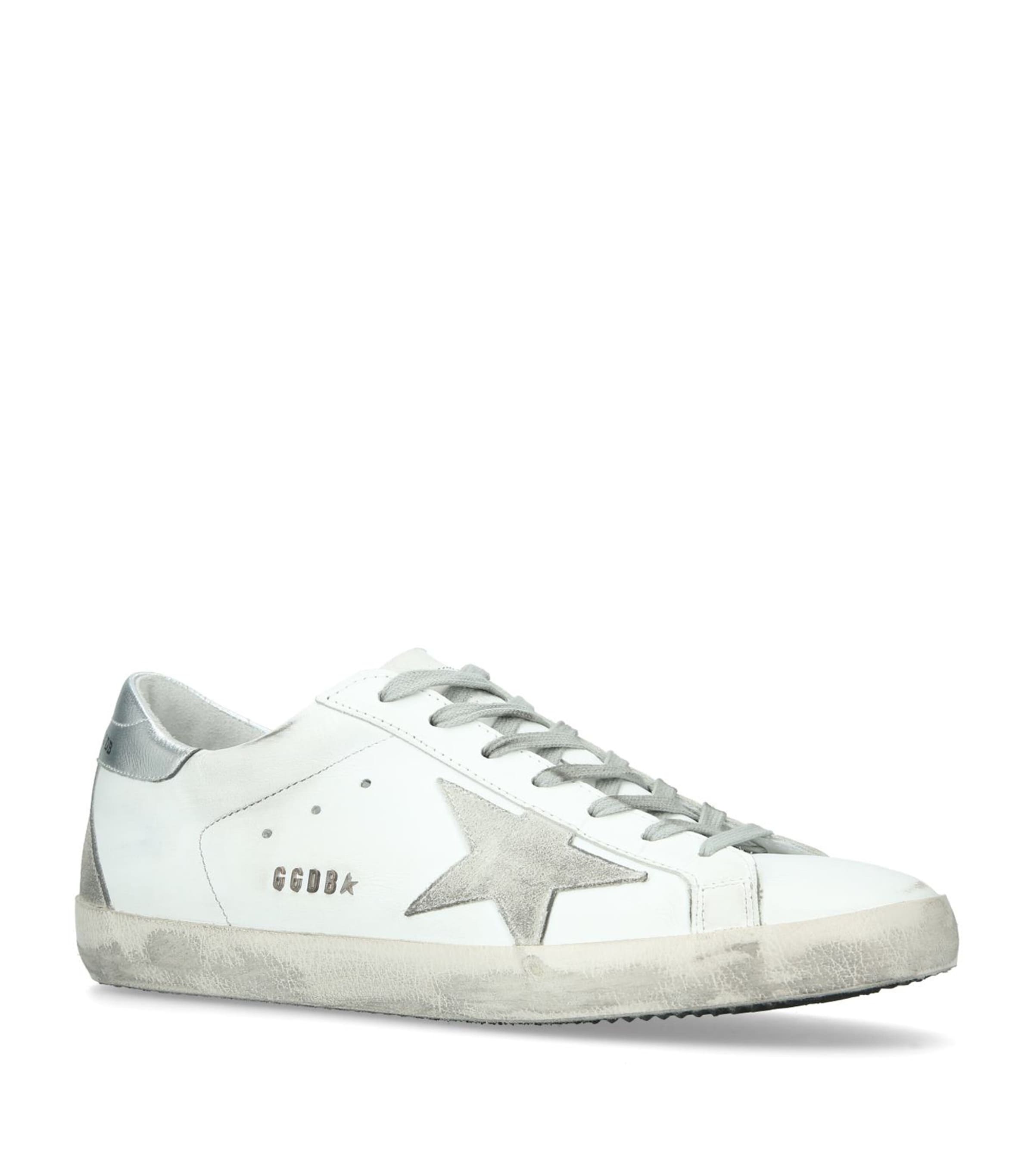 Golden Goose Super Star Leather Upper And Heel Suede Star And Spur In White