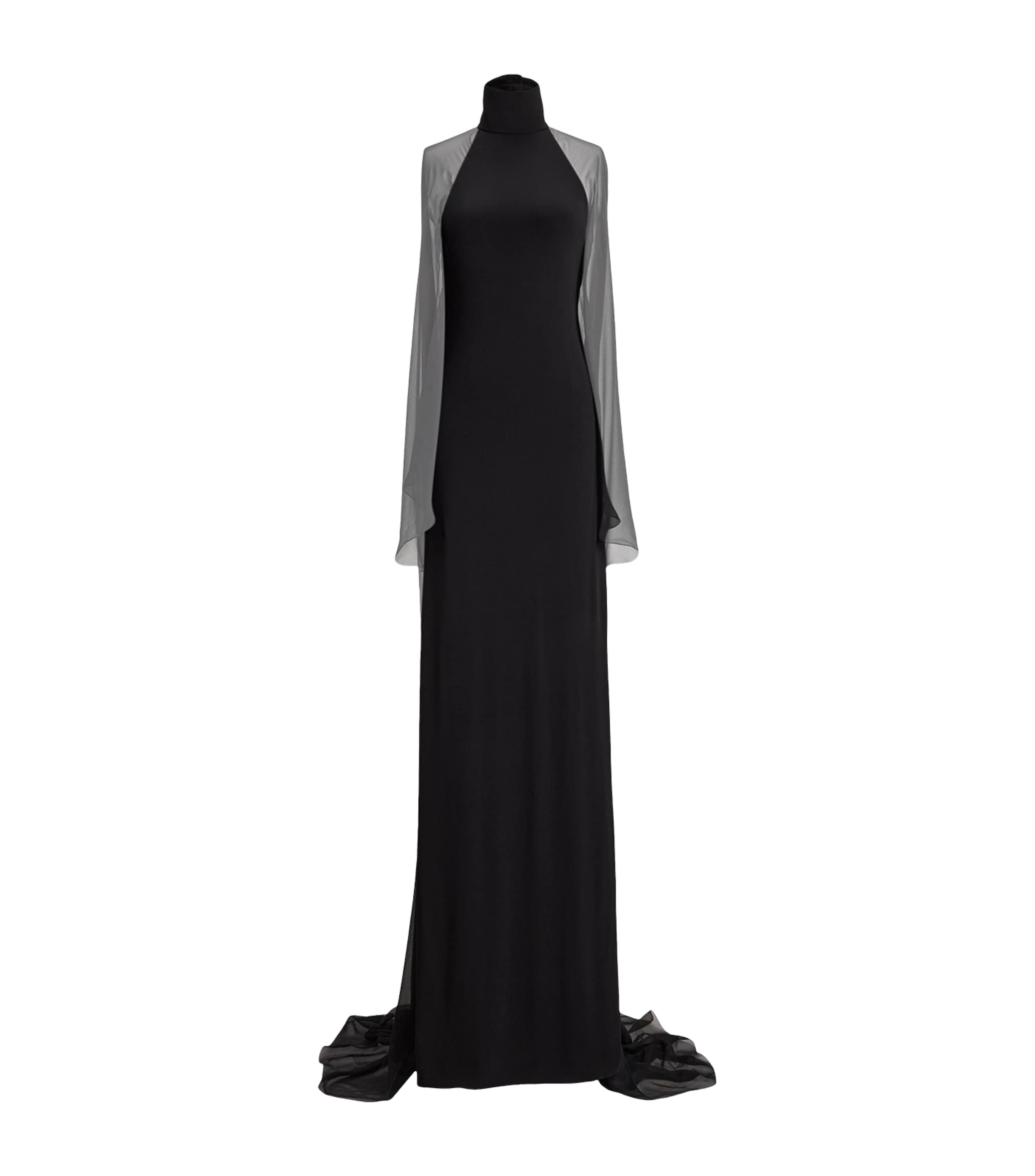 Ralph Lauren Jersey Tilly Evening Dress In Black