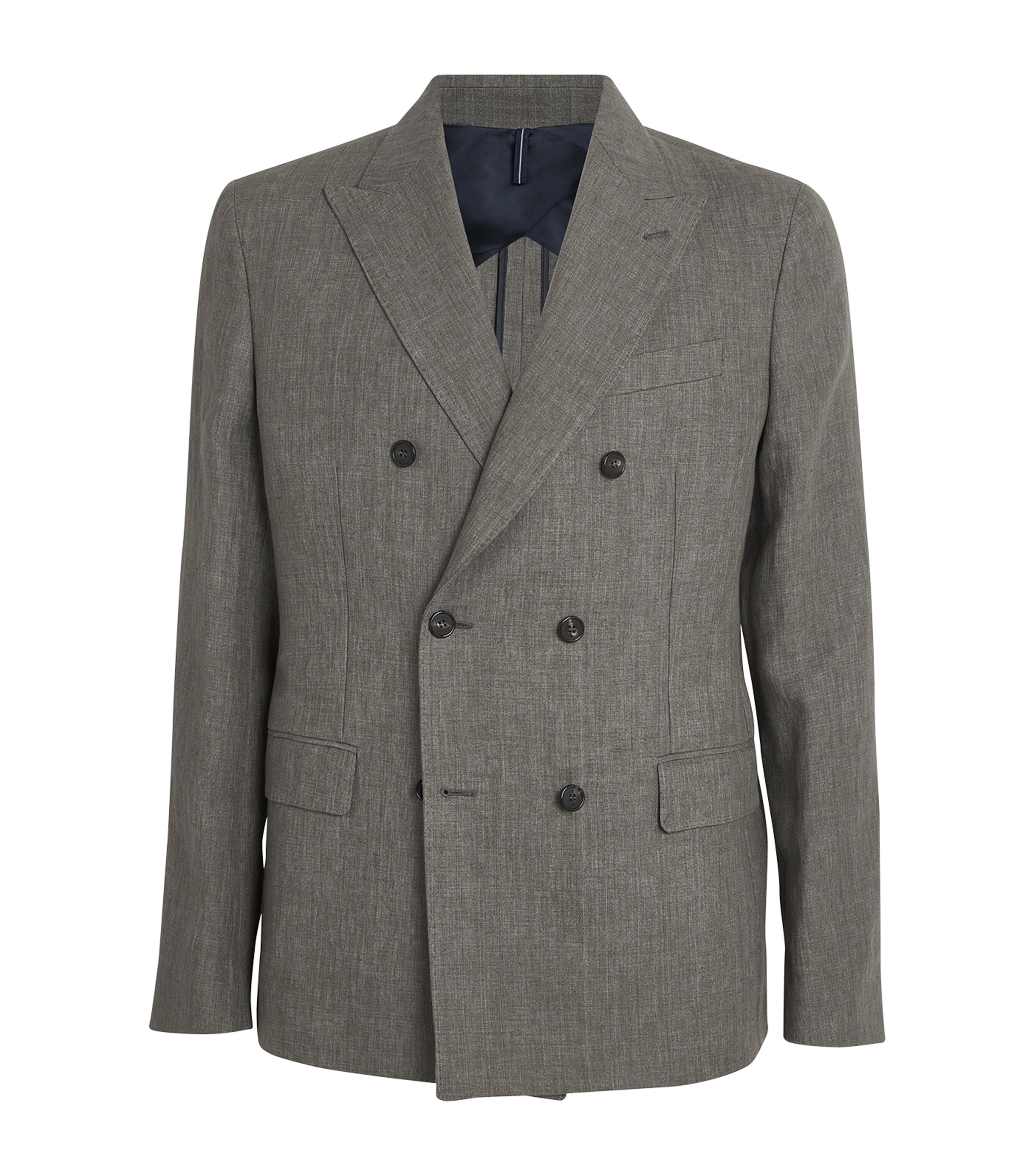 Linen Double-Breasted Blazer 710 VERDE MEDIO Image 1