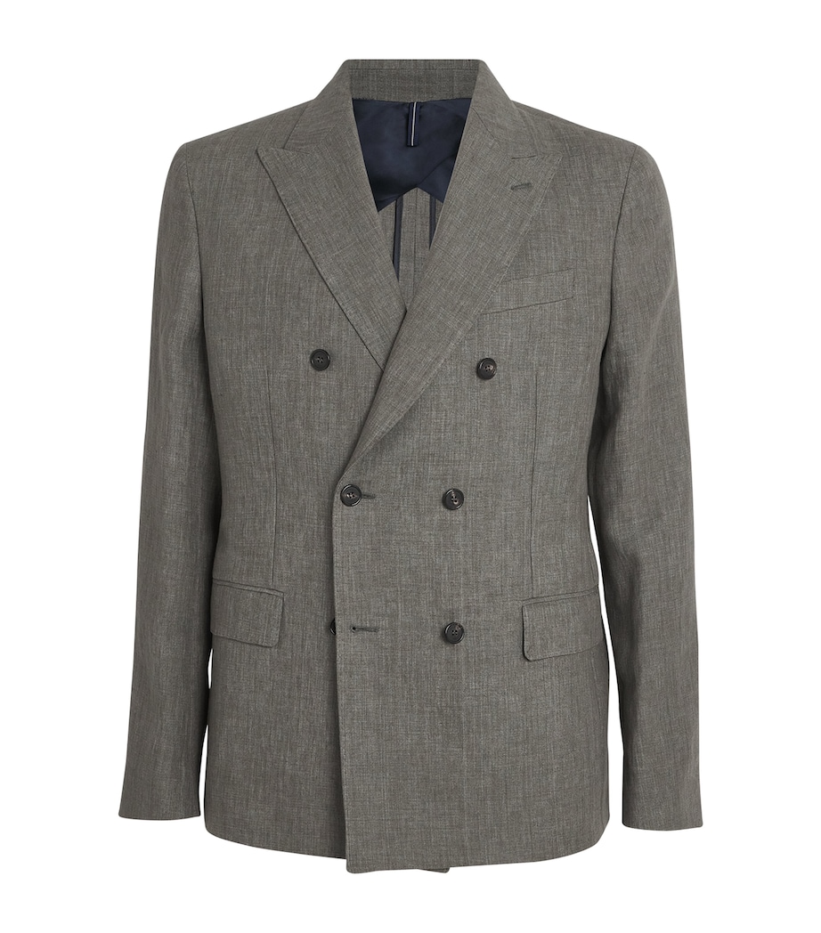 Linen Double-Breasted Blazer 710 VERDE MEDIO Image 1