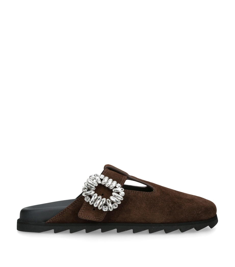 Roger Vivier Suede Slidy Viv' Mules Dark Brown Image 1