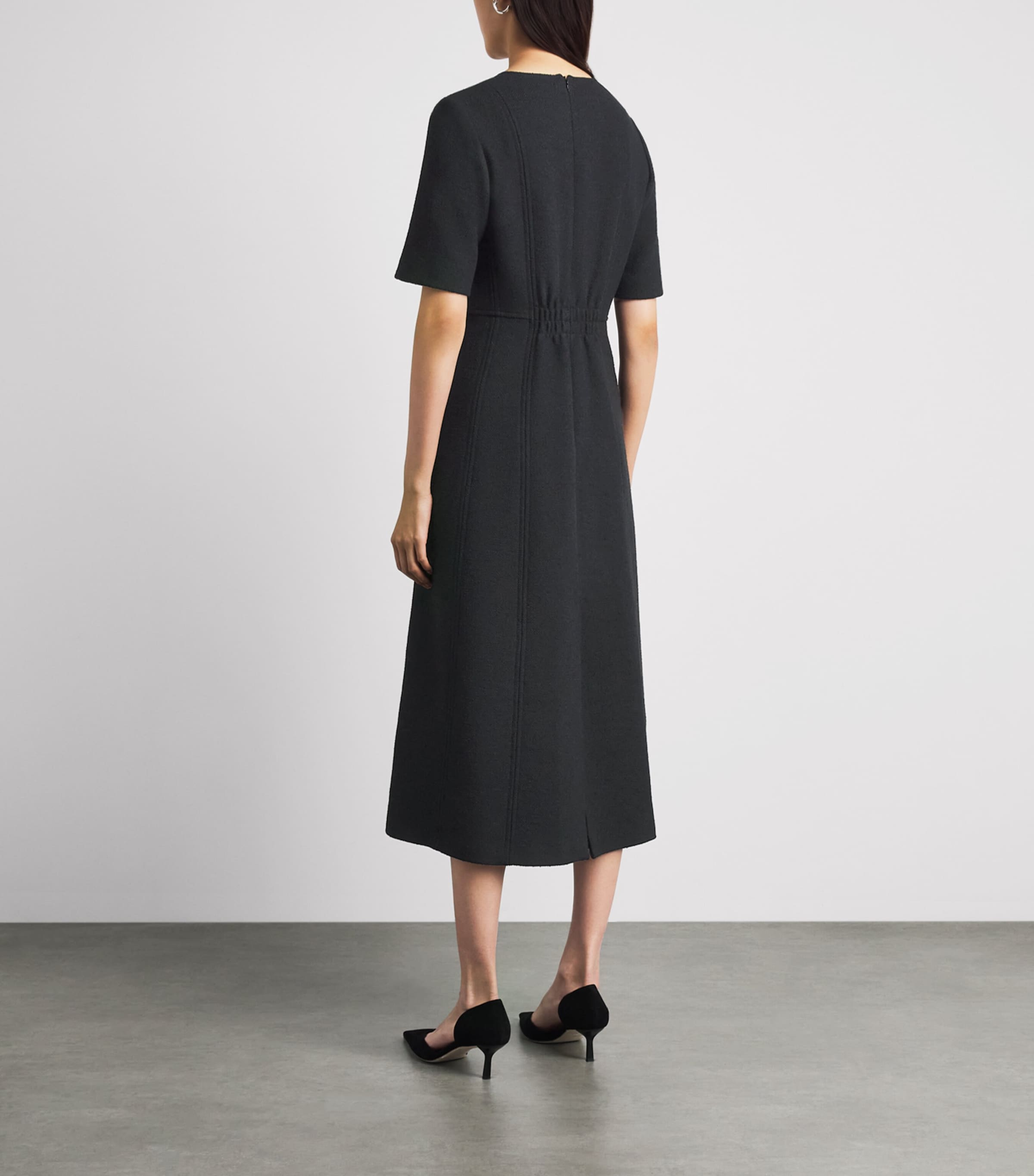 ME+EM Womens Tweed Shift Midi Dress Black Image 4