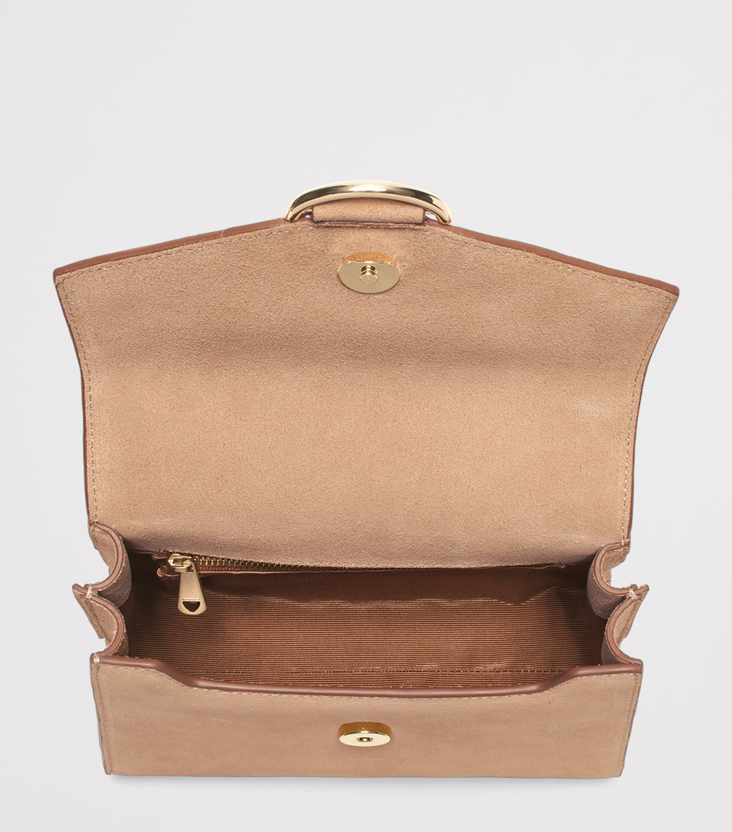 Aspinal Of London Midi Suede Mayfair 3 Top-Handle Bag Sand Image 5
