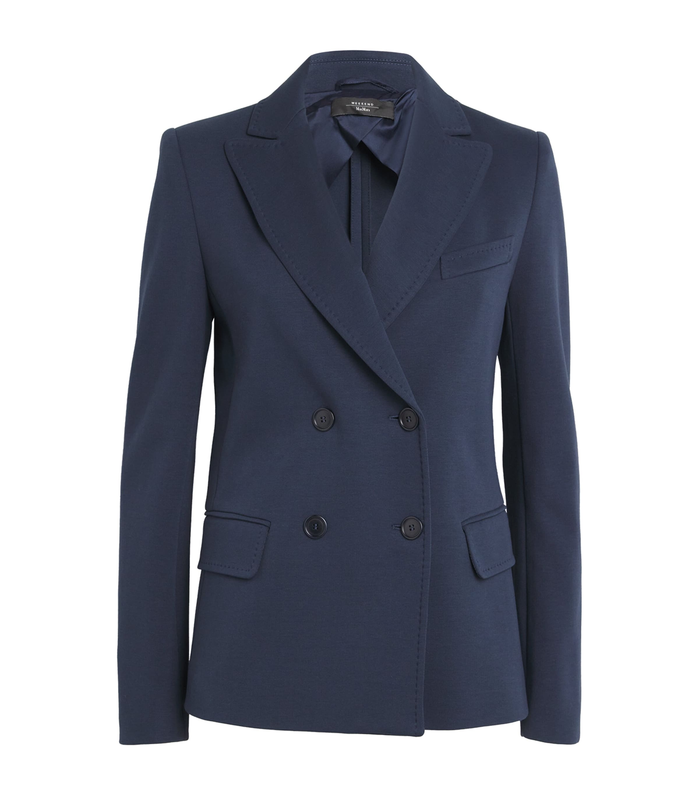 Weekend Max Mara Jersey Double-breasted Blazer In Navy