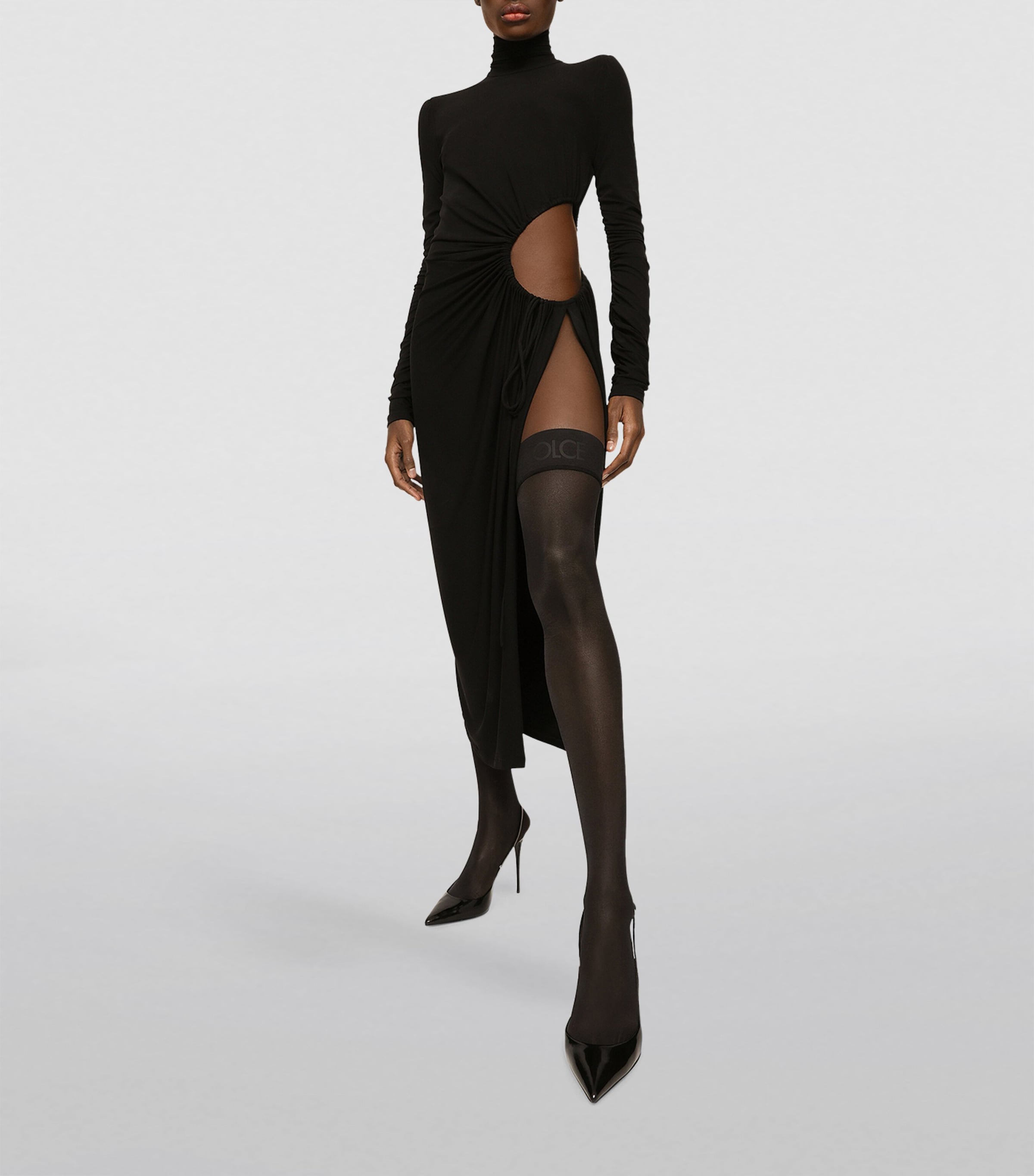 Dolce&Gabbana Womens Rollneck Cut-Out Dress Black Image 2