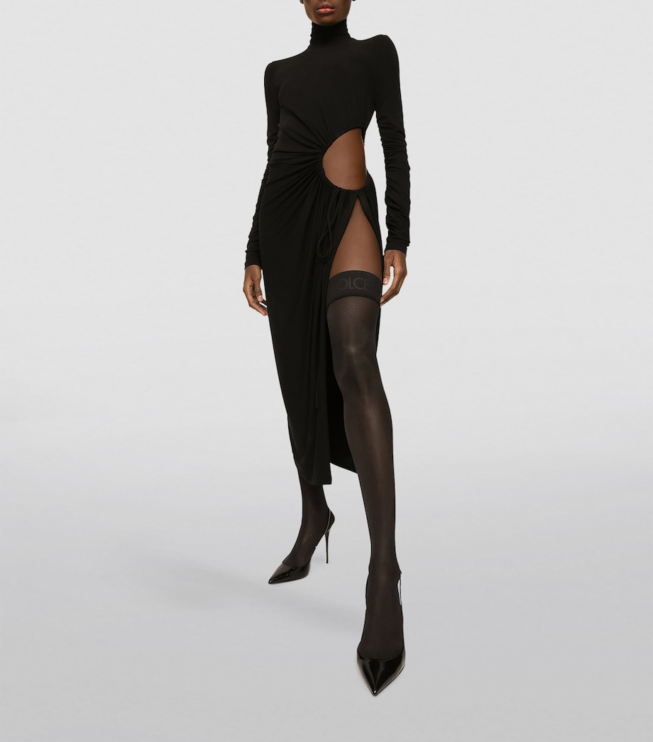 Rollneck Cut-Out Dress N0000-BLACK Image 2