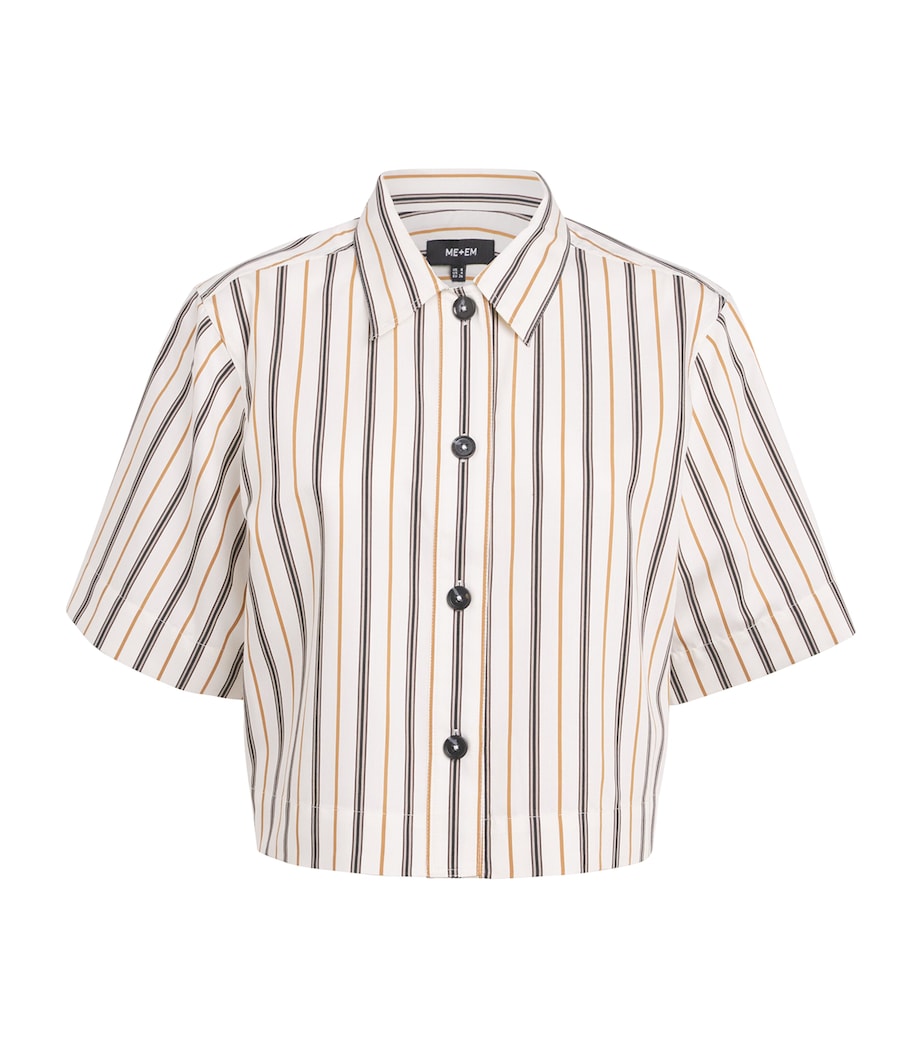 Twill Stripe Crop Shirt WHITE/TOBACCO Image 1