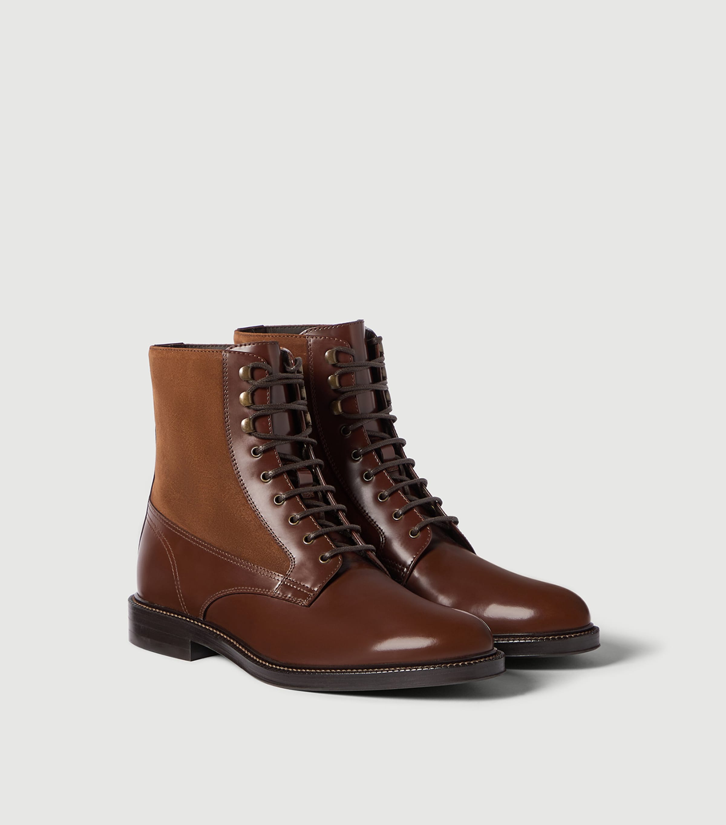 Brunello Cucinelli Leather Lace-Up Ankle Boots Image 2