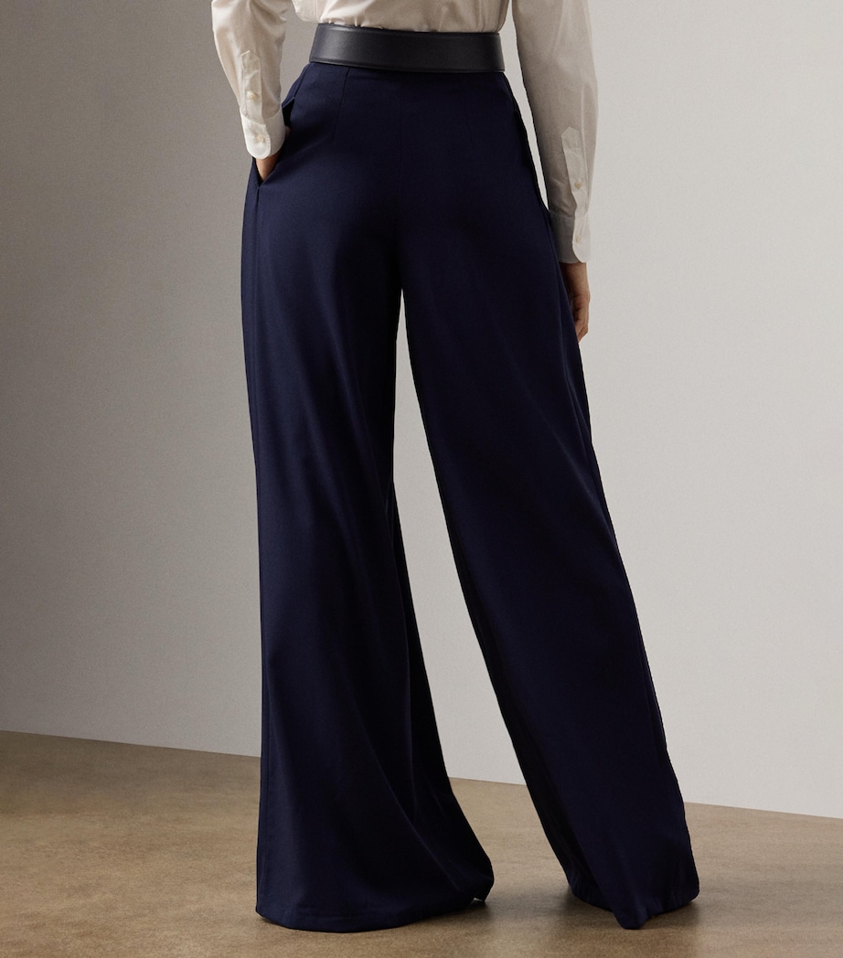 Ralph Lauren Collection Womens Wool Greer Wide-Leg Trousers Navy Image 3